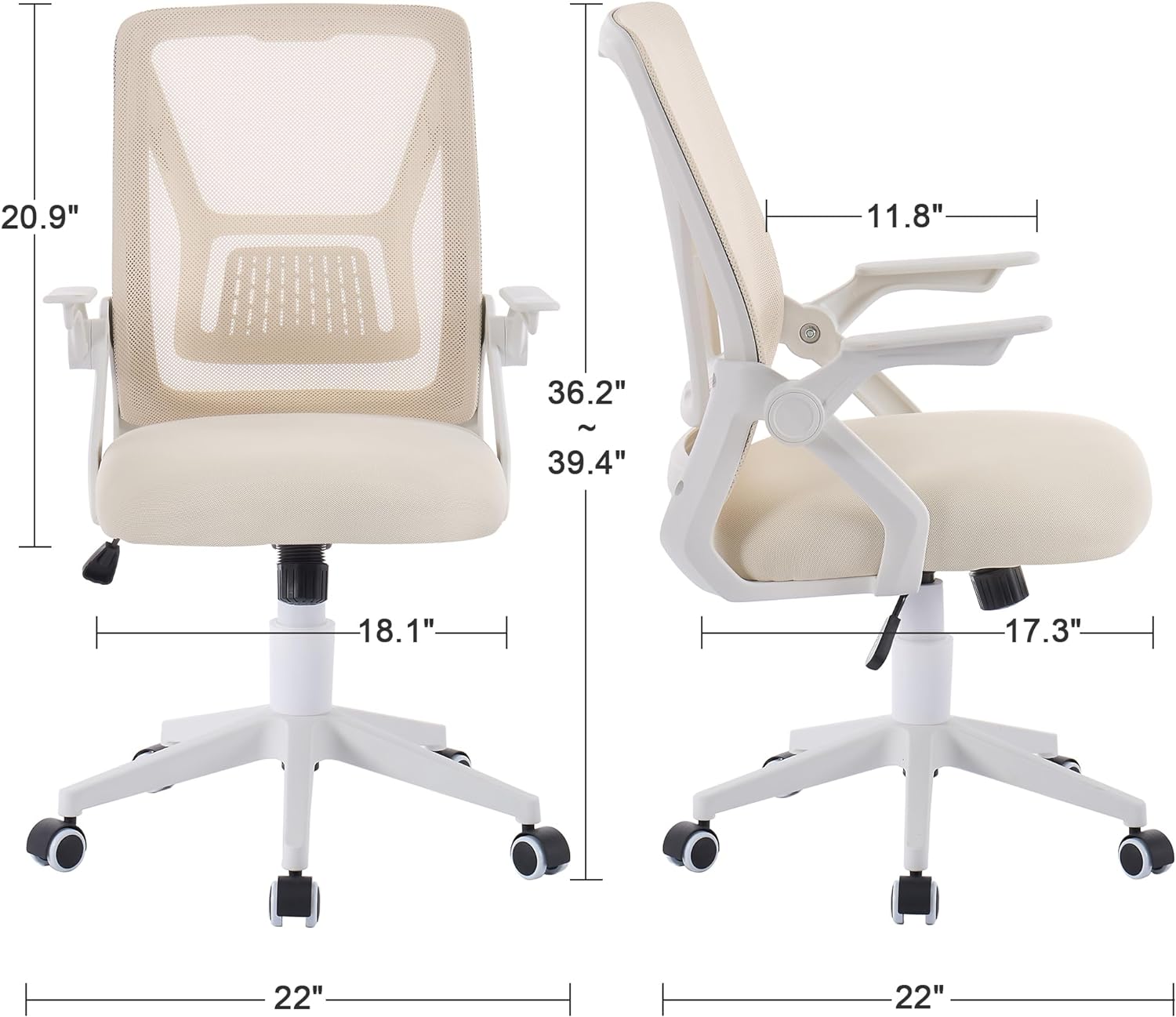VECELO Mid-Back Swivel Ergonomic Office Chair - VECELO