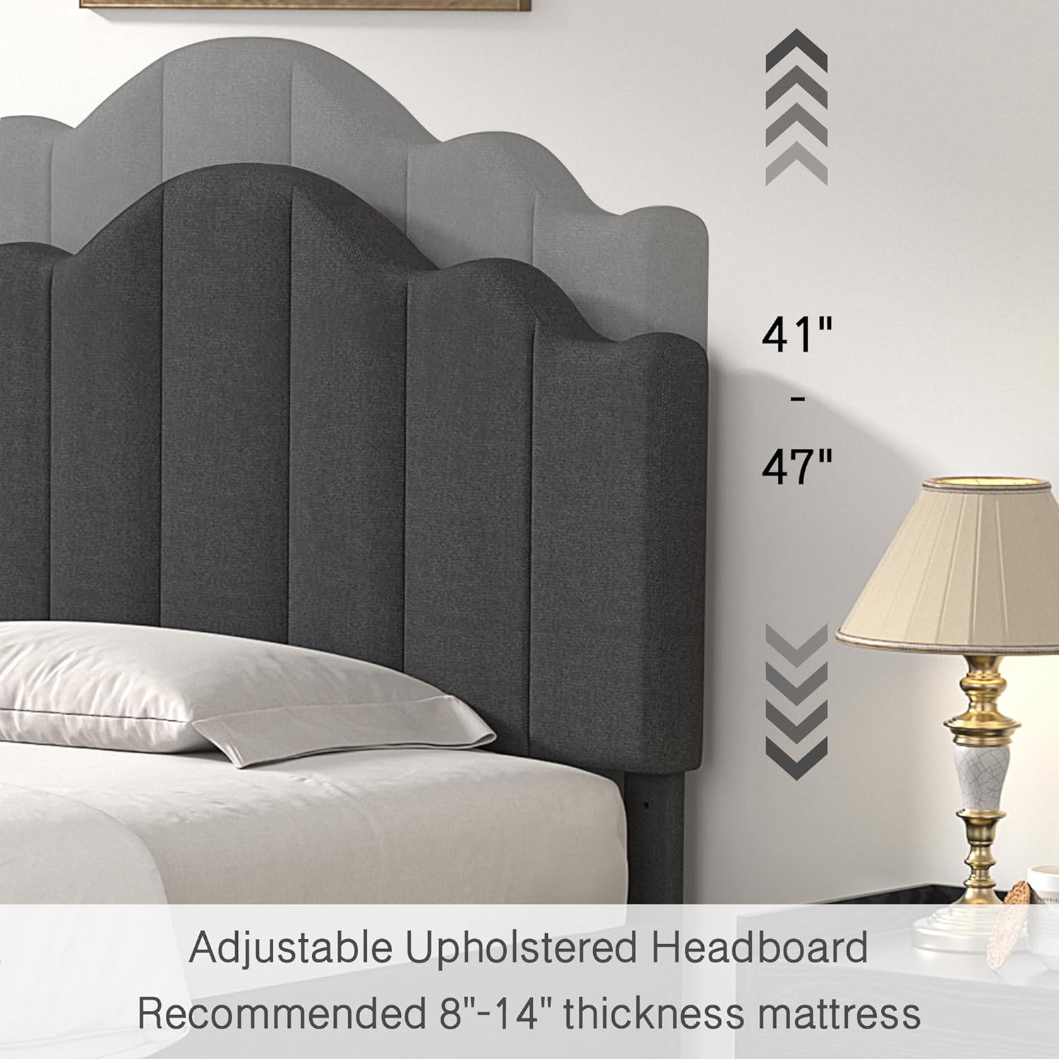 VECELO Upholstered Platform Bed,Mattress Foundation with Headboard - VECELO