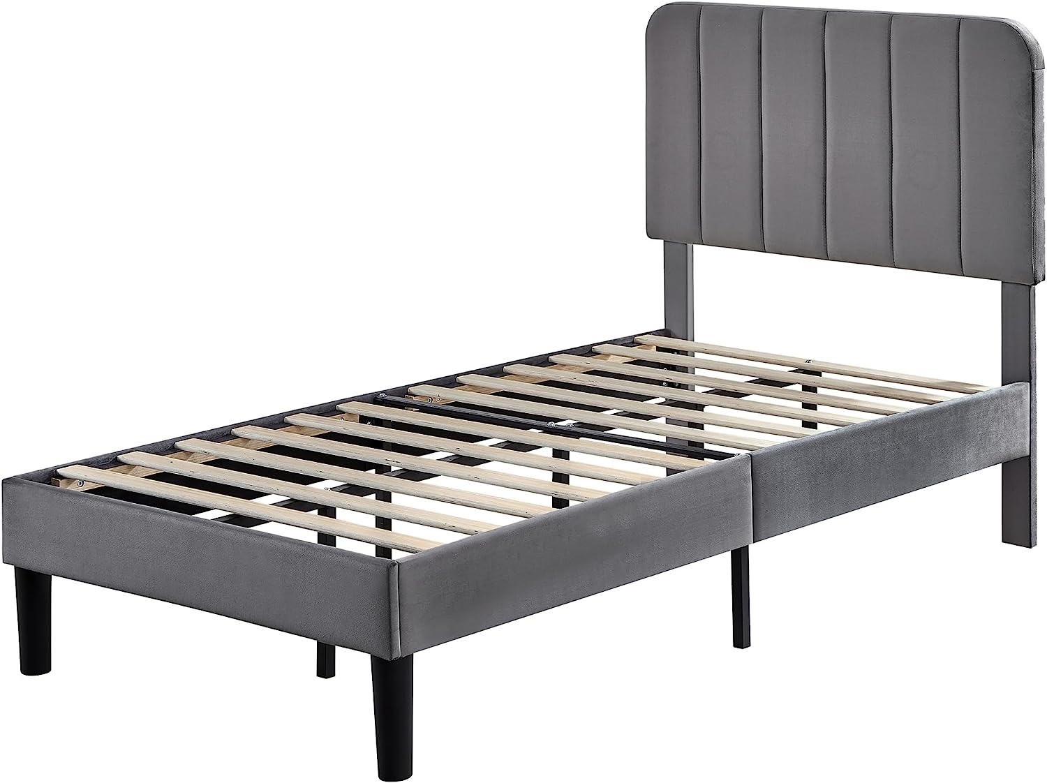 VECELO Upholstered Platform bedframe with Adjustable Headboard - VECELO
