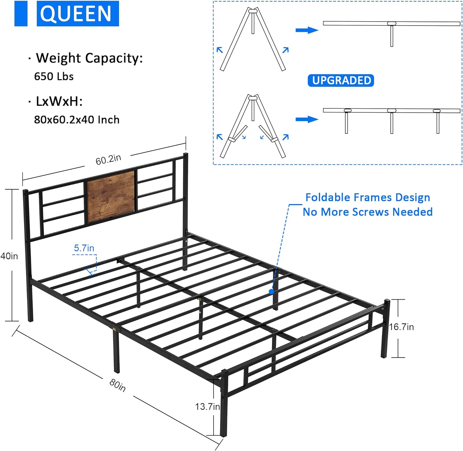 VECELO Platform Bed Frame Mattress Foundation with Headboard and Footboard - VECELO
