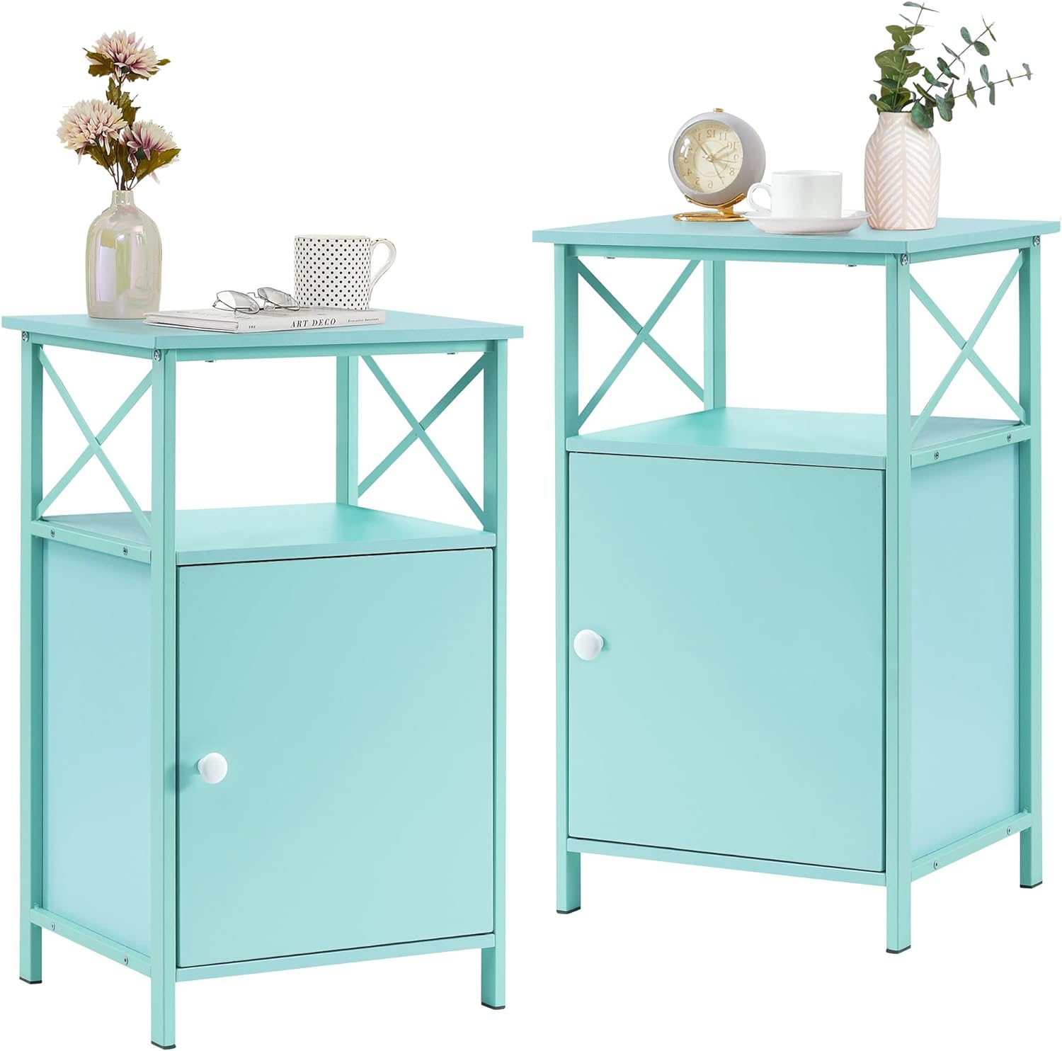 VECELO Tall Side Storage, Large Capacity Bedside Nightstand - VECELO