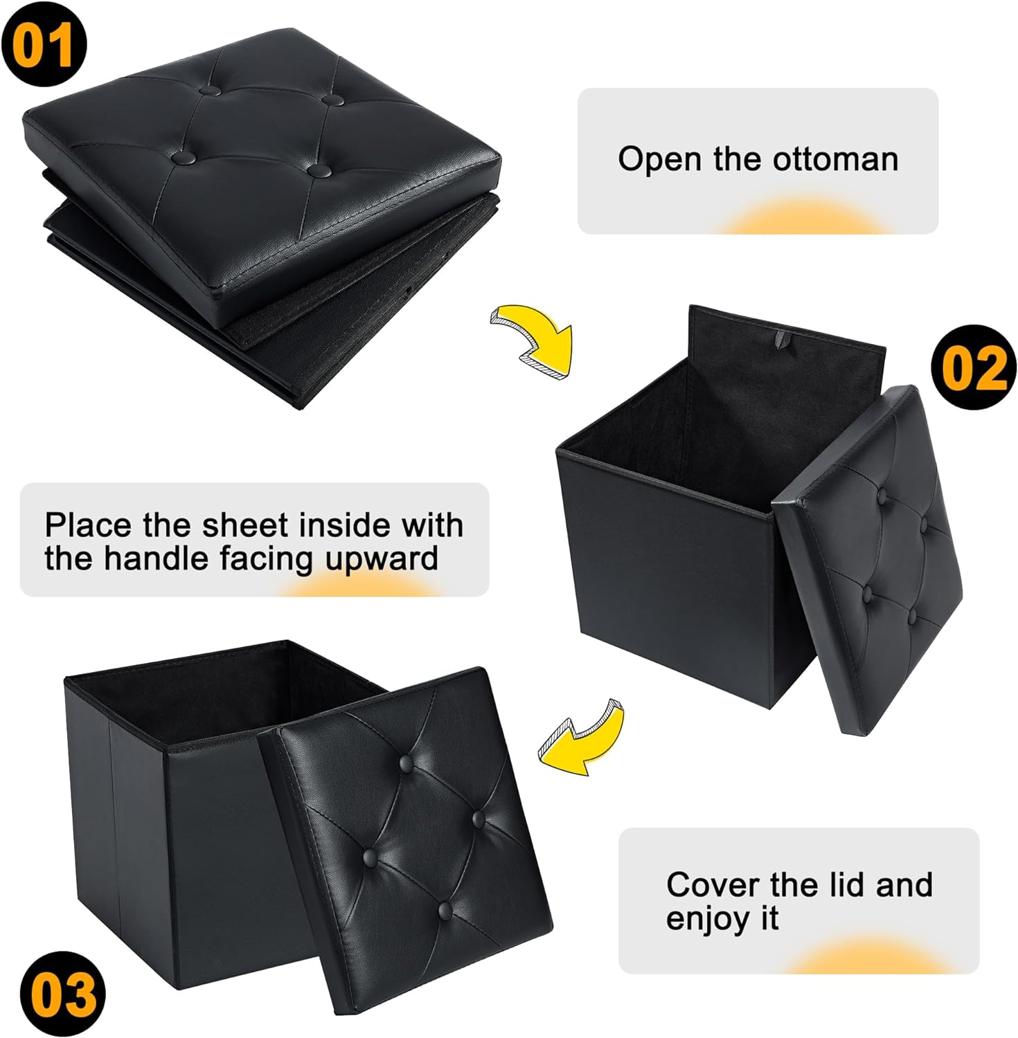 VECELO Storage Ottoman Bench End of Bed 43'' Footstool Footrest Stool Shoestool - VECELO