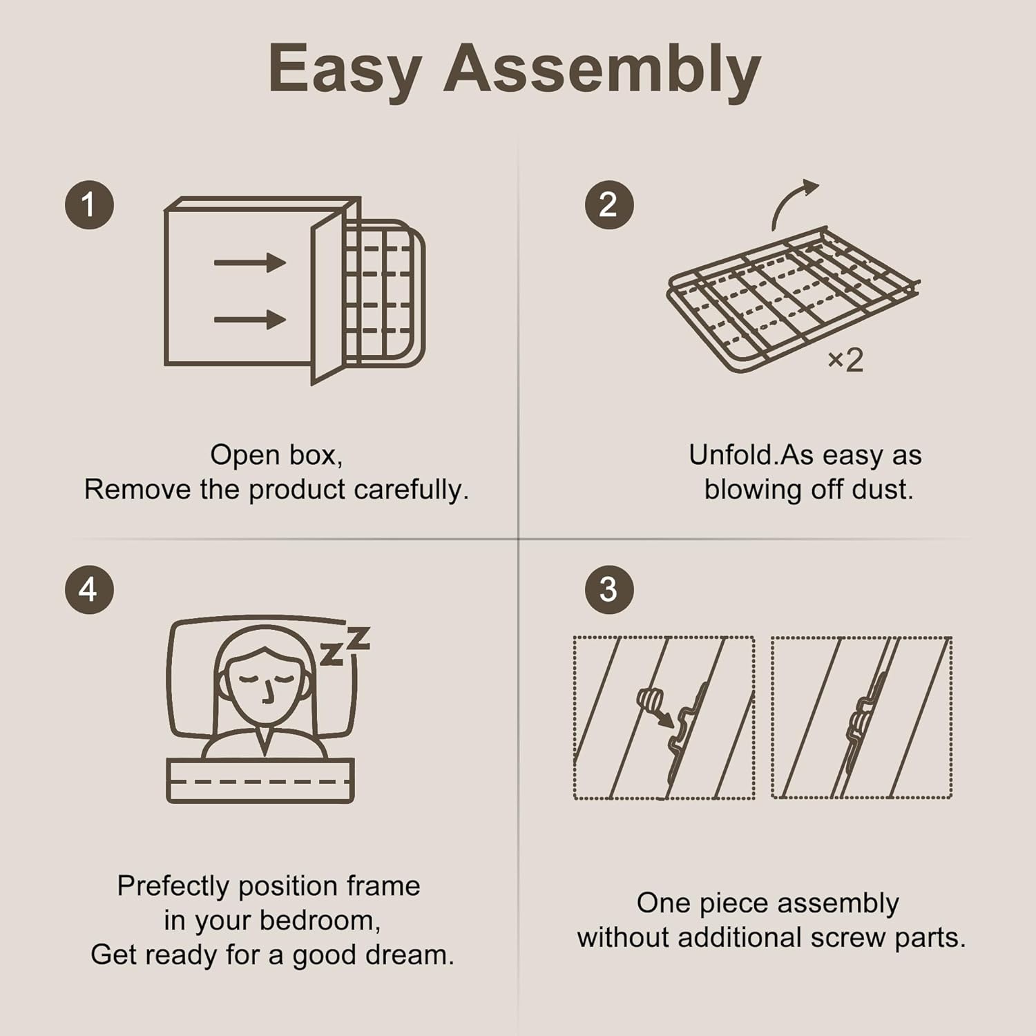 VECELO Metal Folding Bed Frame No Tools Required - VECELO