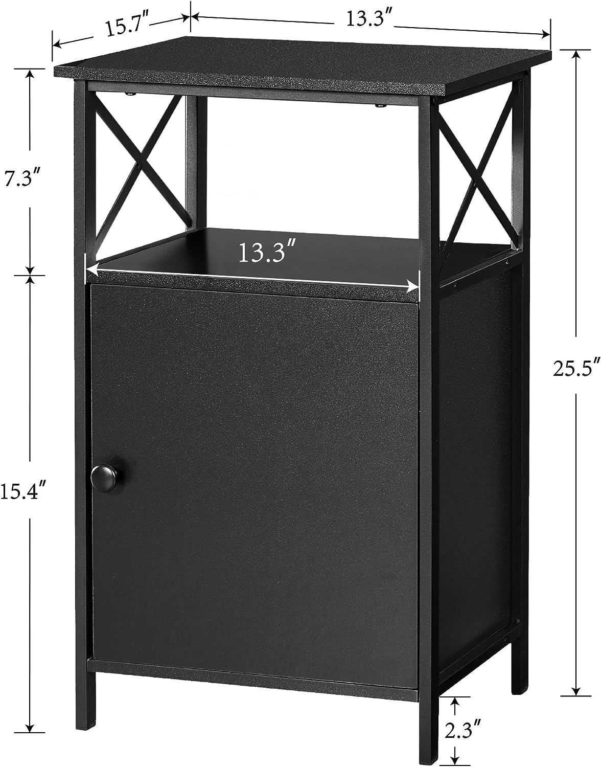VECELO Tall Side Storage, Large Capacity Bedside Nightstand - VECELO