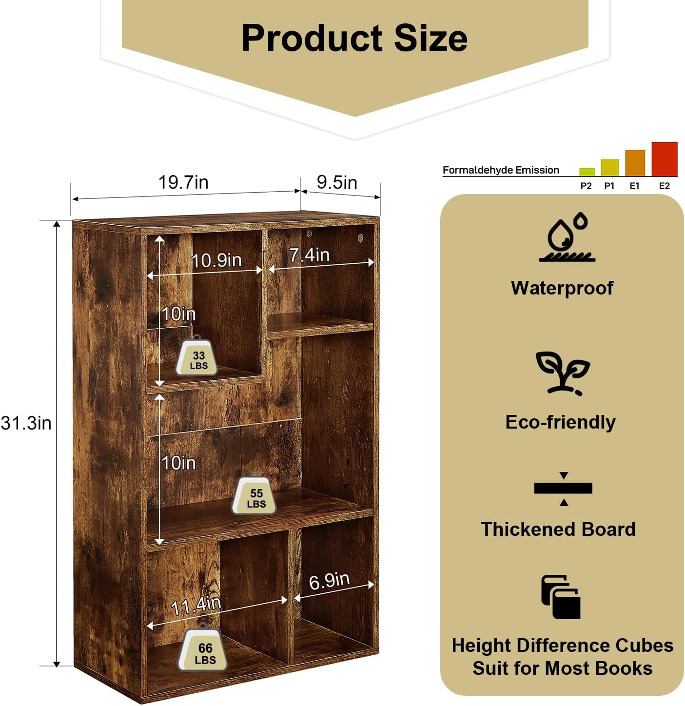 VECELO Modern 3-Tier Small Bookcase, 4 Cube/5 Cube Bookshelf/Storage Organizer - VECELO