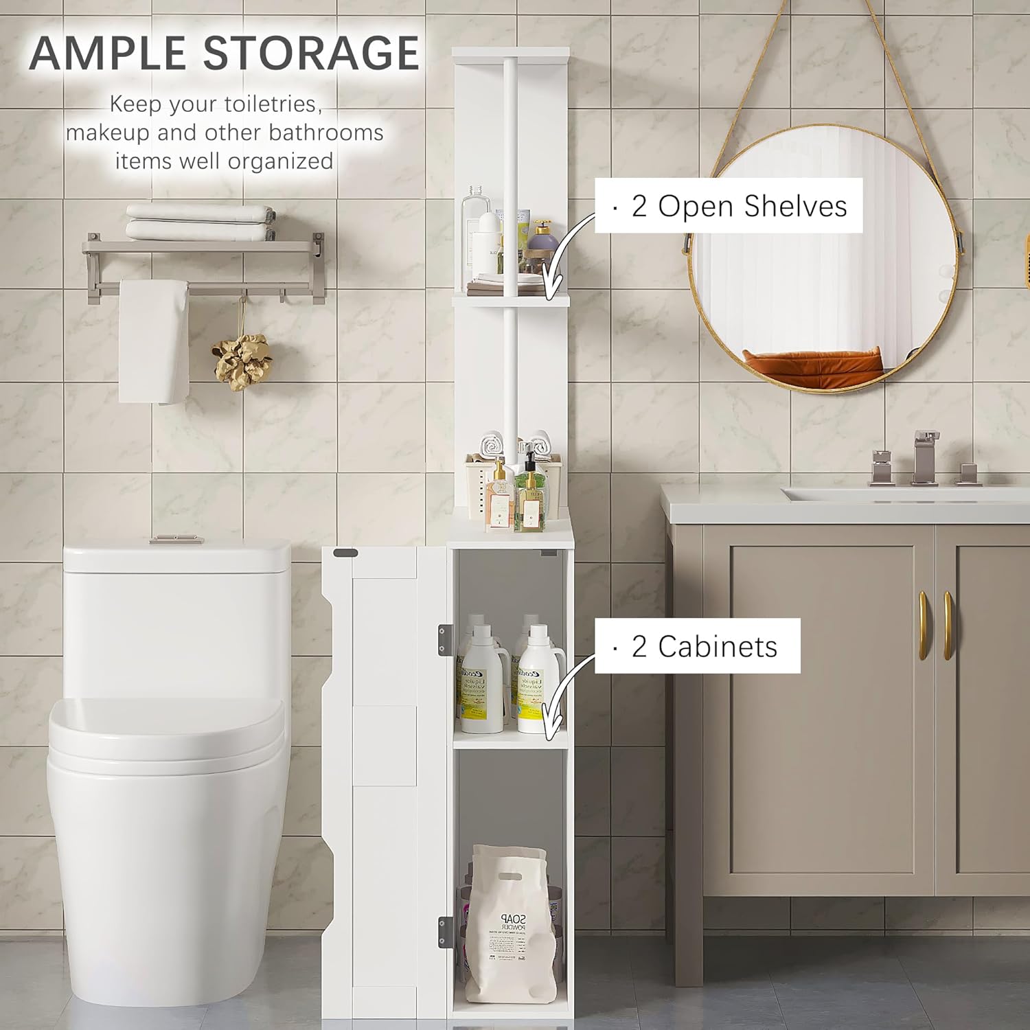 VECELO Slim Bathroom Storage Cabinet with Door - VECELO