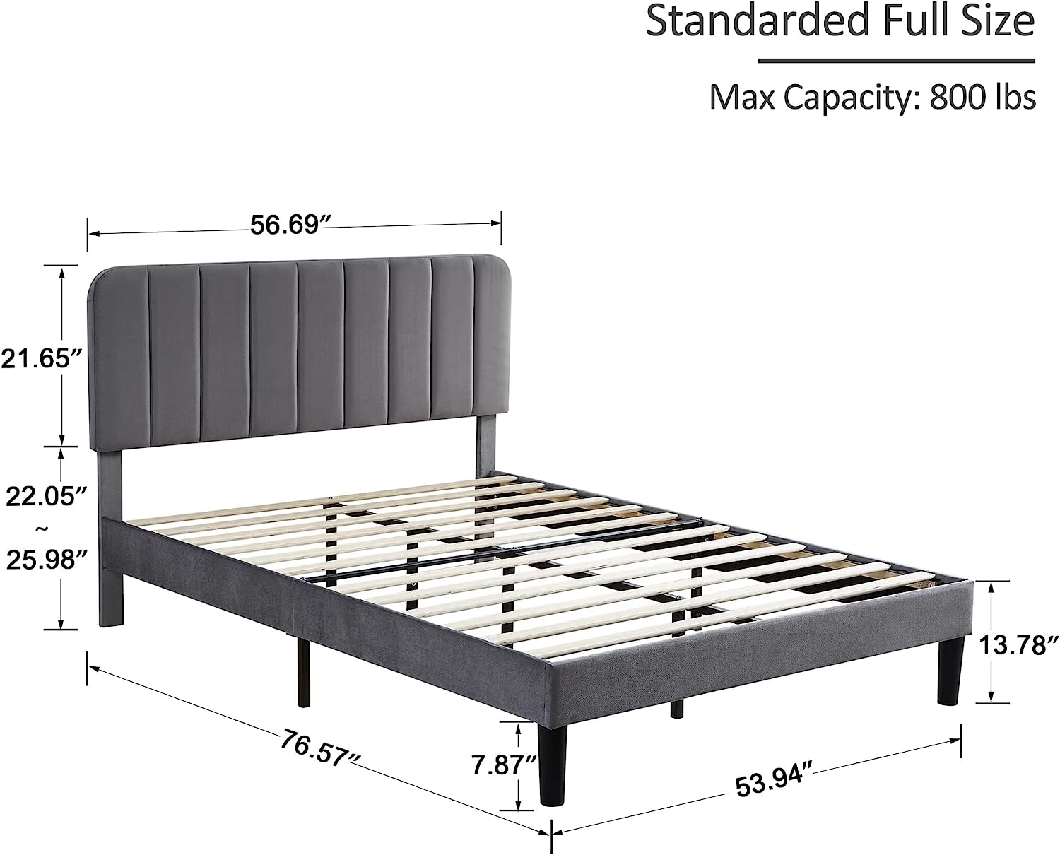 VECELO Upholstered Platform bedframe with Adjustable Headboard - VECELO