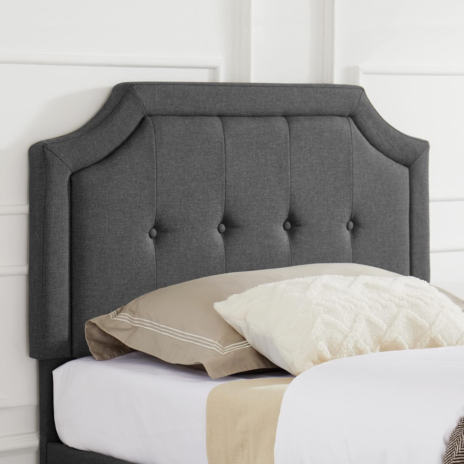 VECELO Premium Upholstered Platform Bed Diamond Stitched Panel Headboard - VECELO