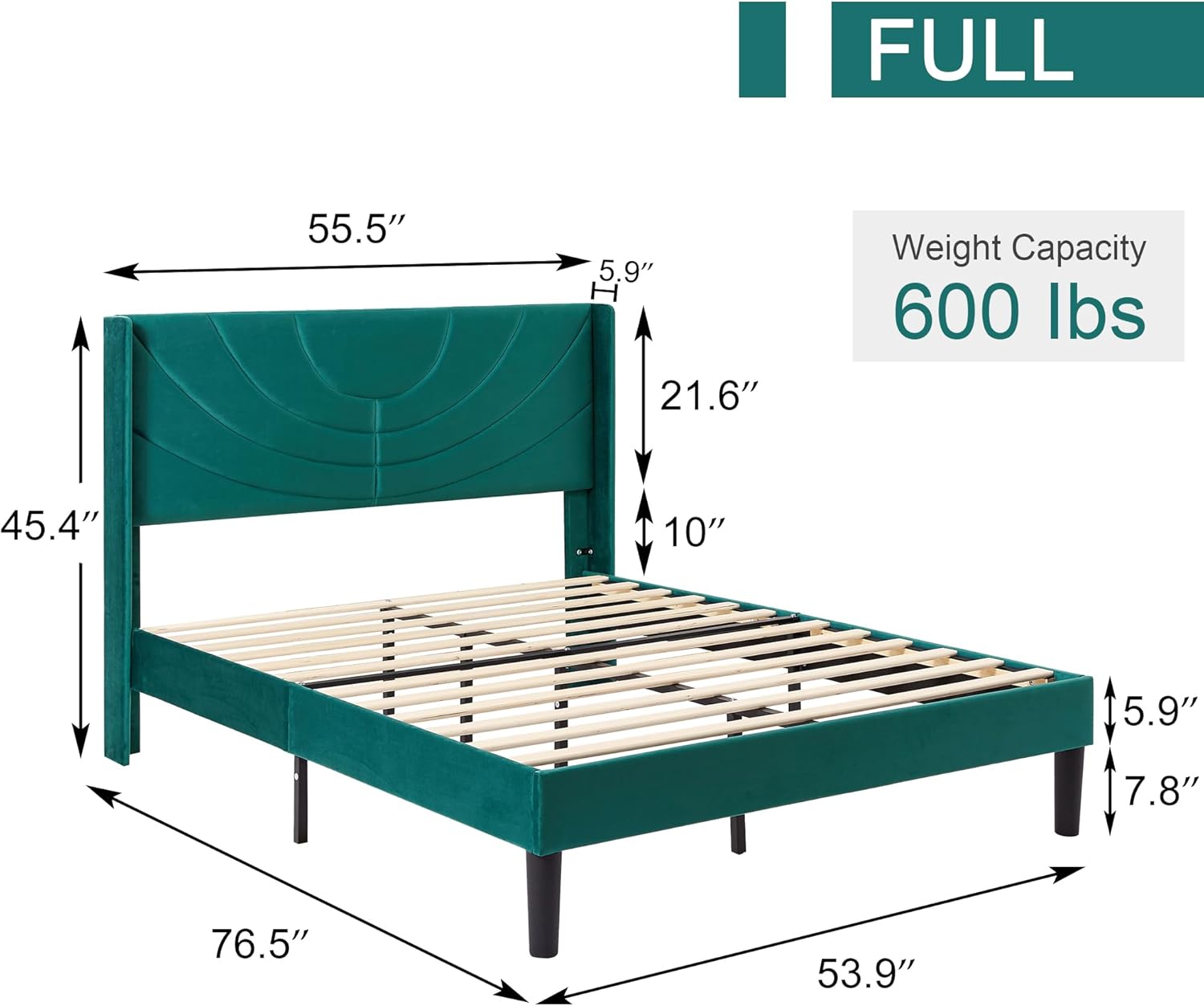 VECELO Upholstered Platform Bed Frame with Adjustable Fabric Headboard - VECELO