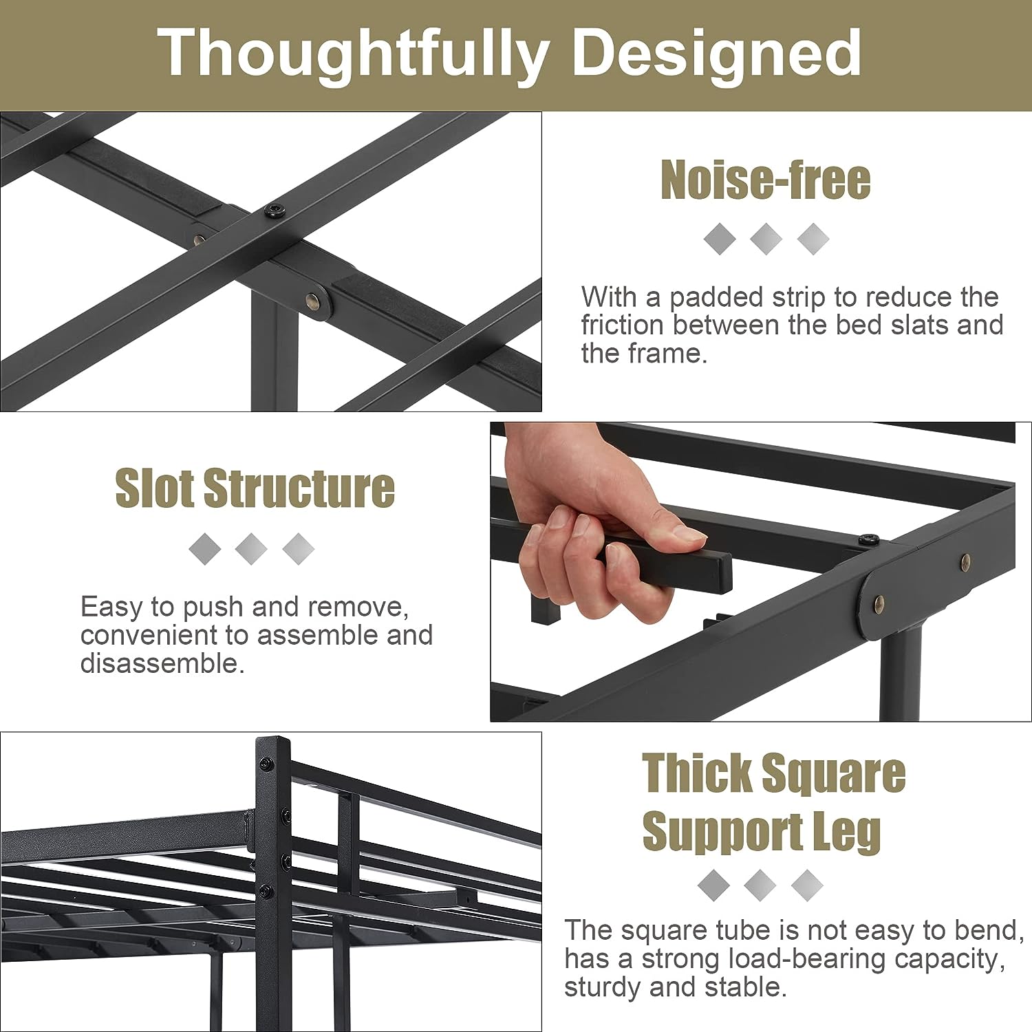 VECELO Platform Bed Frame Mattress Foundation with Headboard and Footboard - VECELO
