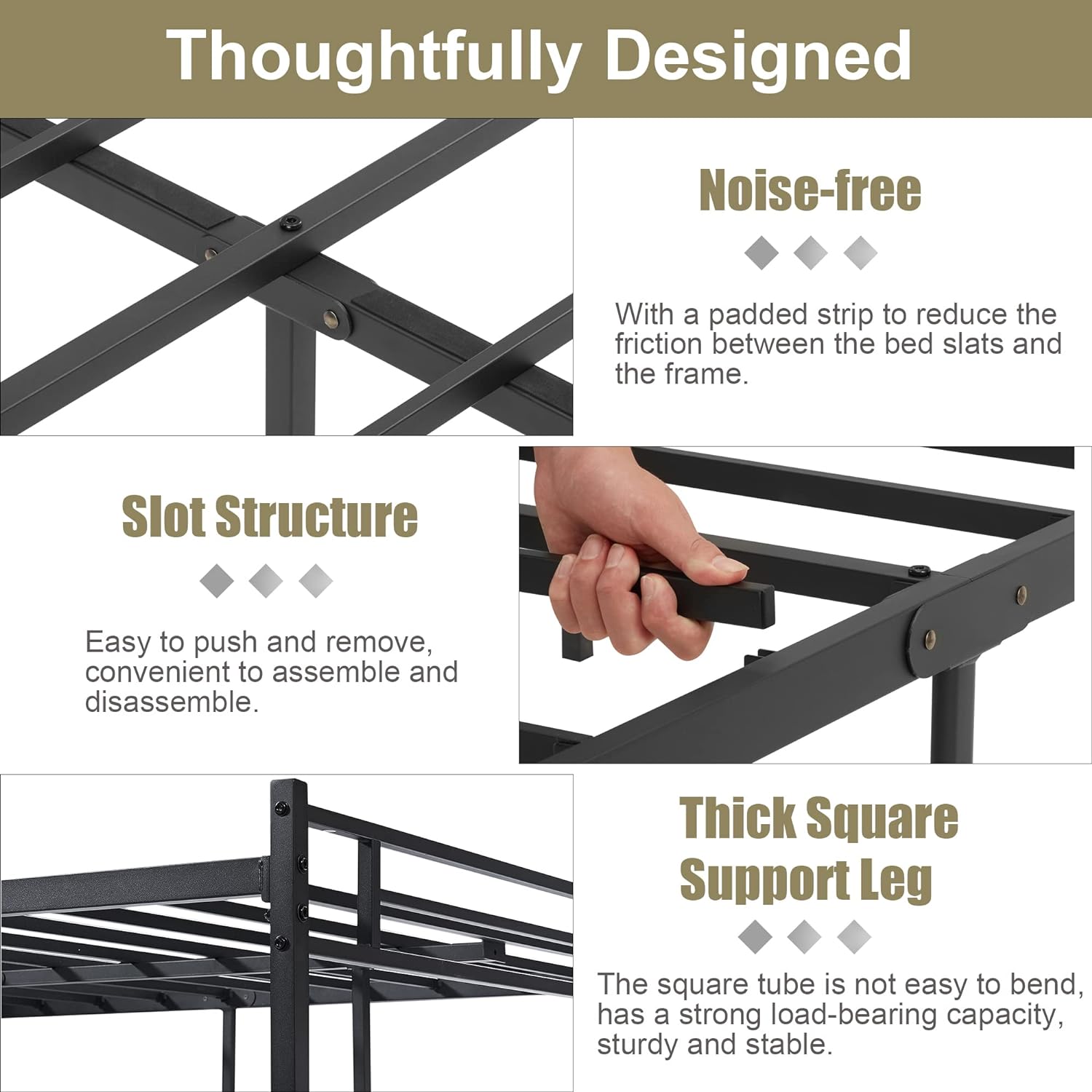 VECELO Platform Bed Frame Mattress Foundation with Headboard and Footboard - VECELO