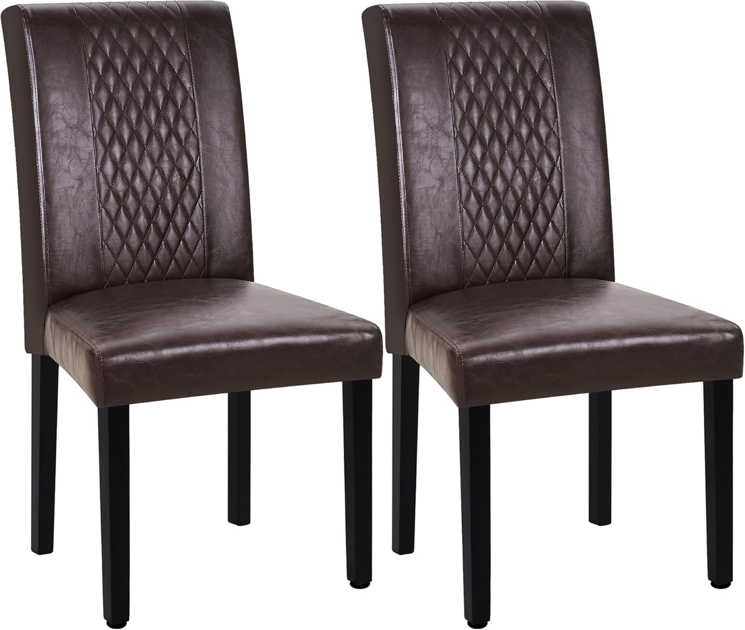 VECELO Dining Chairs Set of 2, Upholstered Fabric Wood Legs High Back for Kitchen Living Room - VECELO