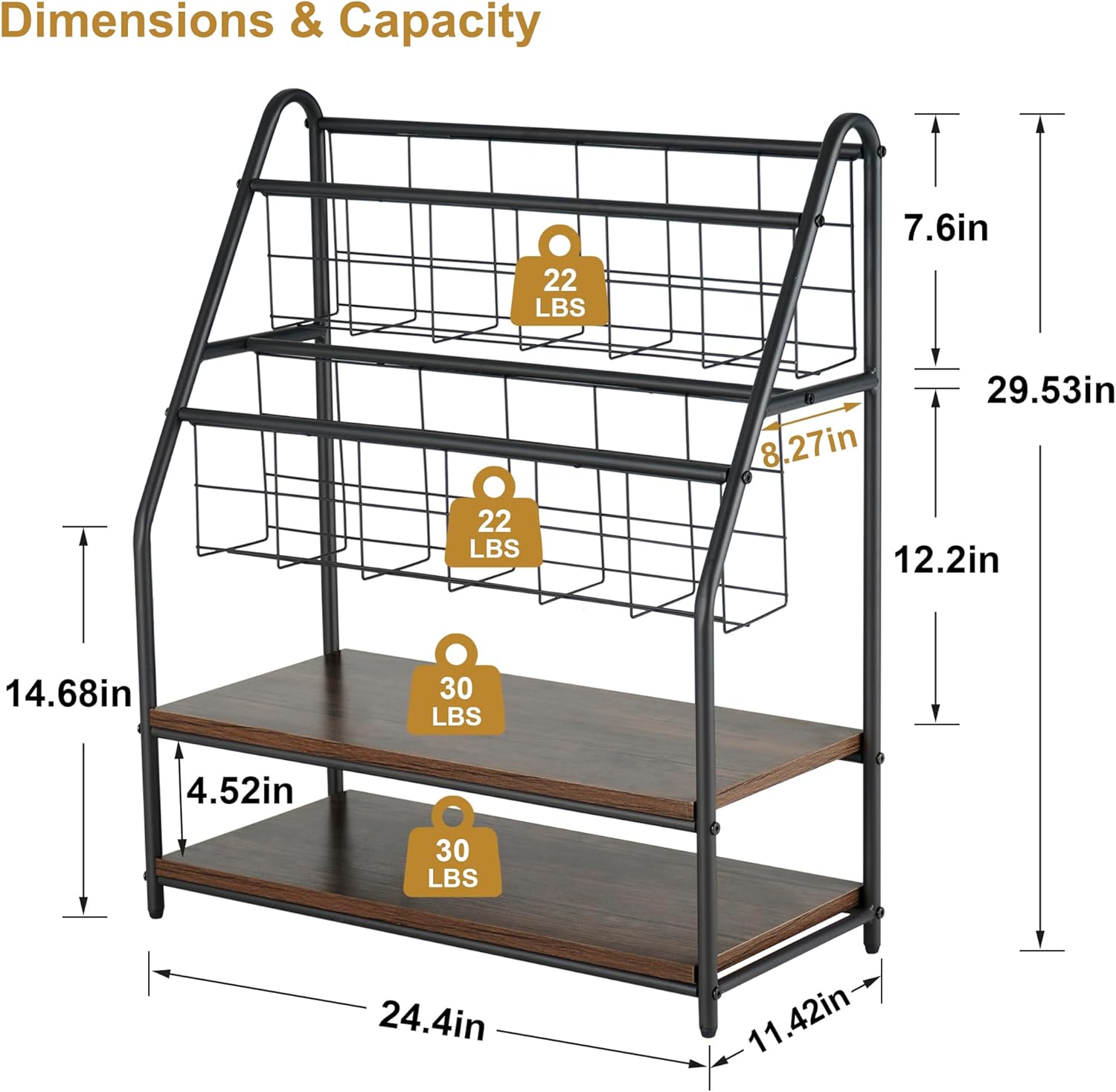 VECELO Newspaper Magazine Holders,2-Tier Metal Racks Brochure Display Stand - VECELO