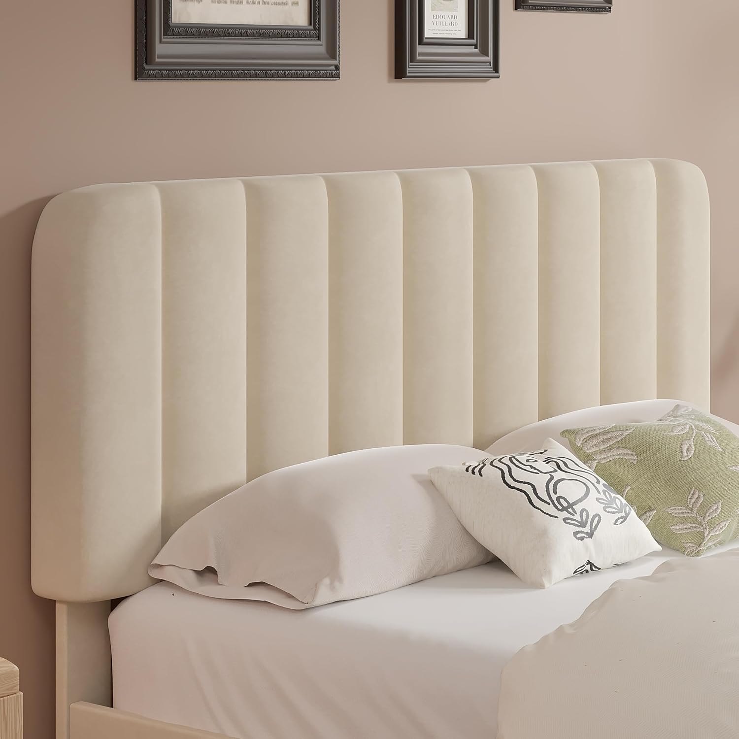 VECELO Upholstered Platform bedframe with Adjustable Headboard - VECELO