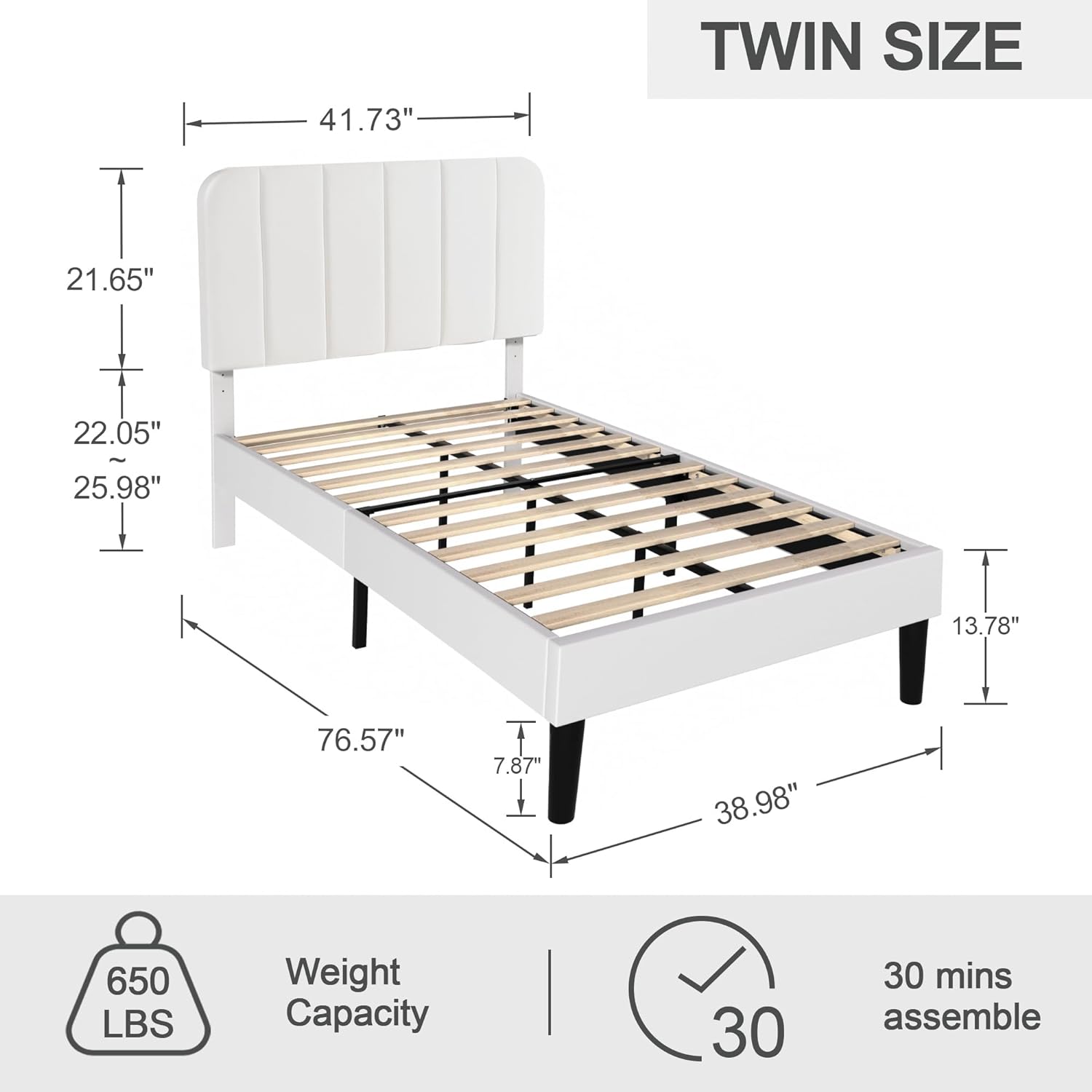 VECELO Upholstered Platform bedframe with Adjustable Headboard - VECELO
