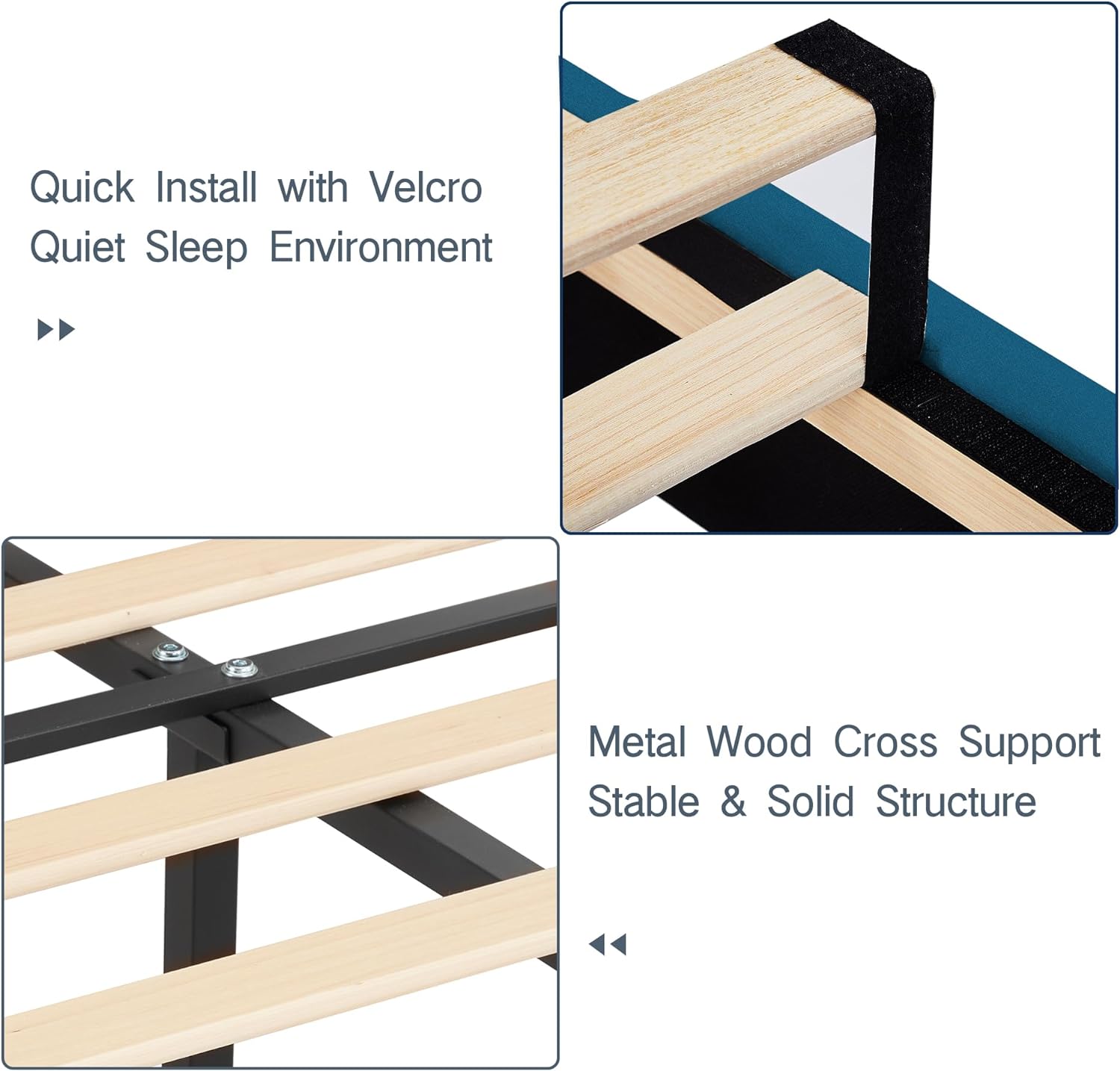 VECELO Upholstered Platform Bed,Mattress Foundation with Headboard - VECELO