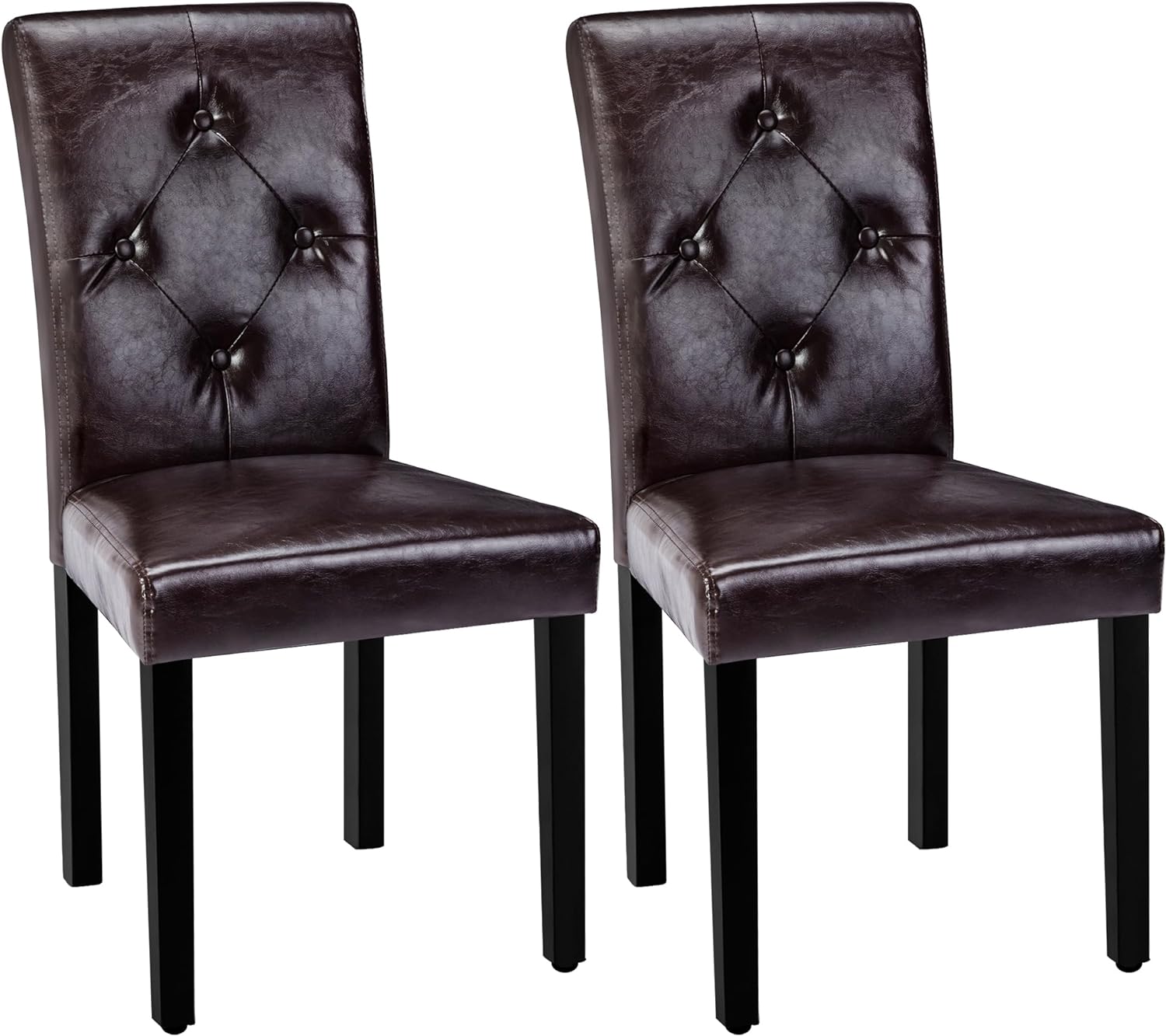 VECELO Upholstered Dining Set of 2 Modern Fabric Dinning Chair with Solid Wood Legs and High Back - VECELO