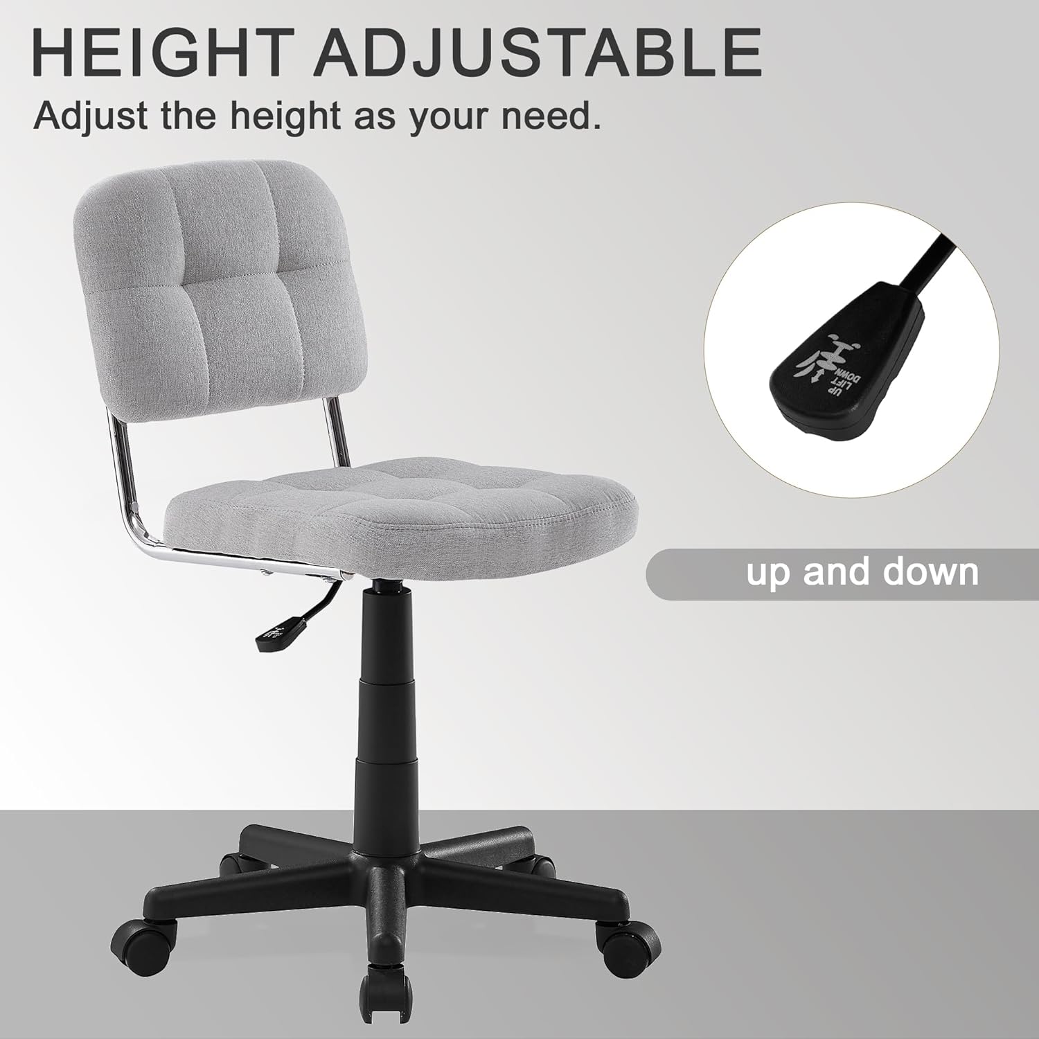 VECELO Modern Armless Home Office Desk Chair for Make Up/Bed Room/Small Space - VECELO