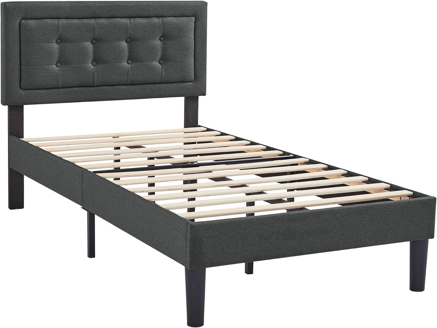 VECELO Upholstered Platform Bed Frame with Height Adjustable Headboard - VECELO