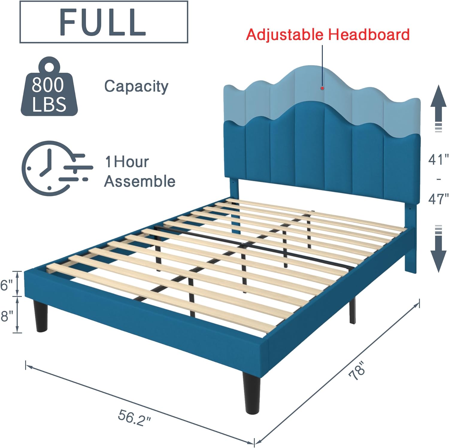 VECELO Upholstered Platform Bed,Mattress Foundation with Headboard - VECELO