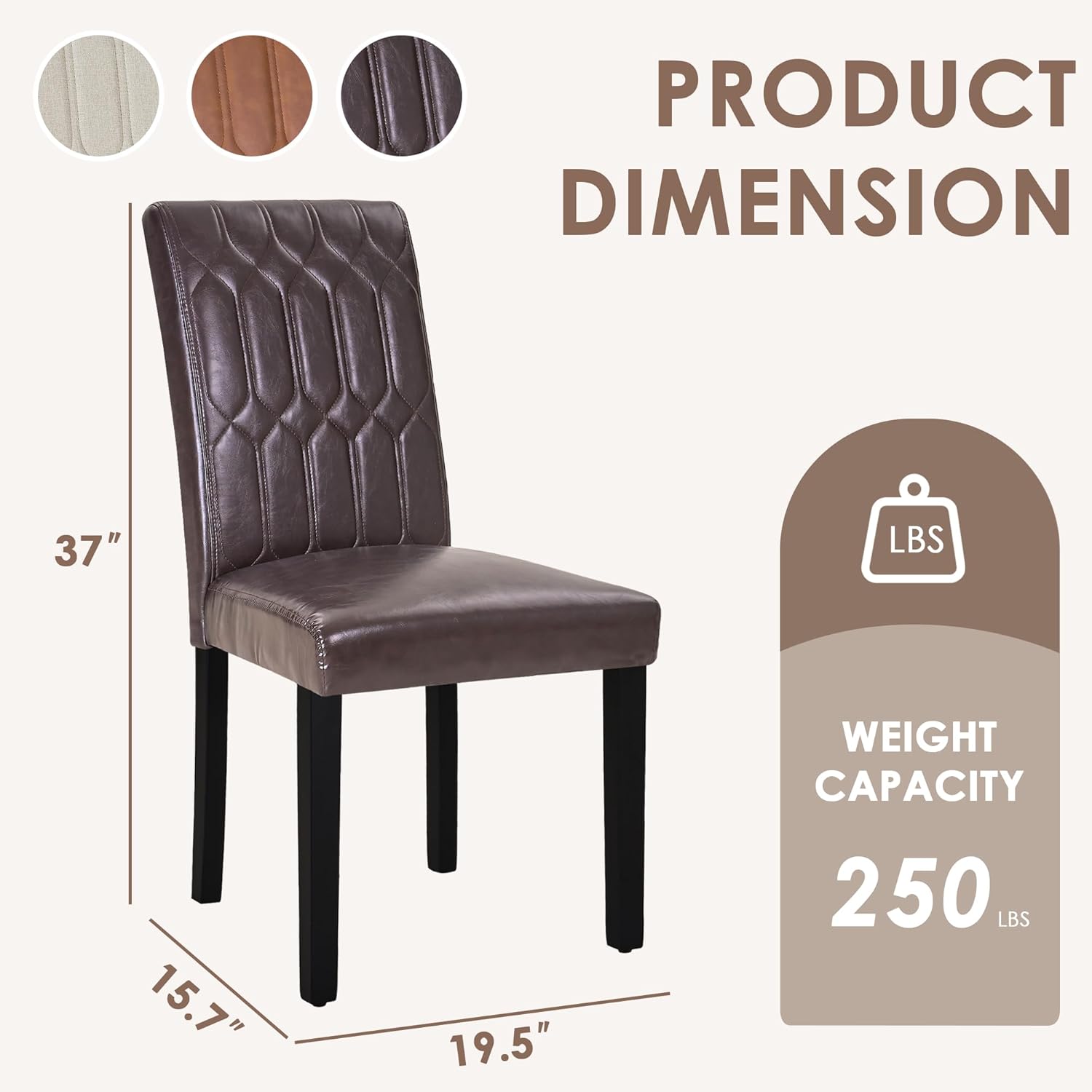 VECELO Upholstered Dining Chairs Set of 2 - VECELO