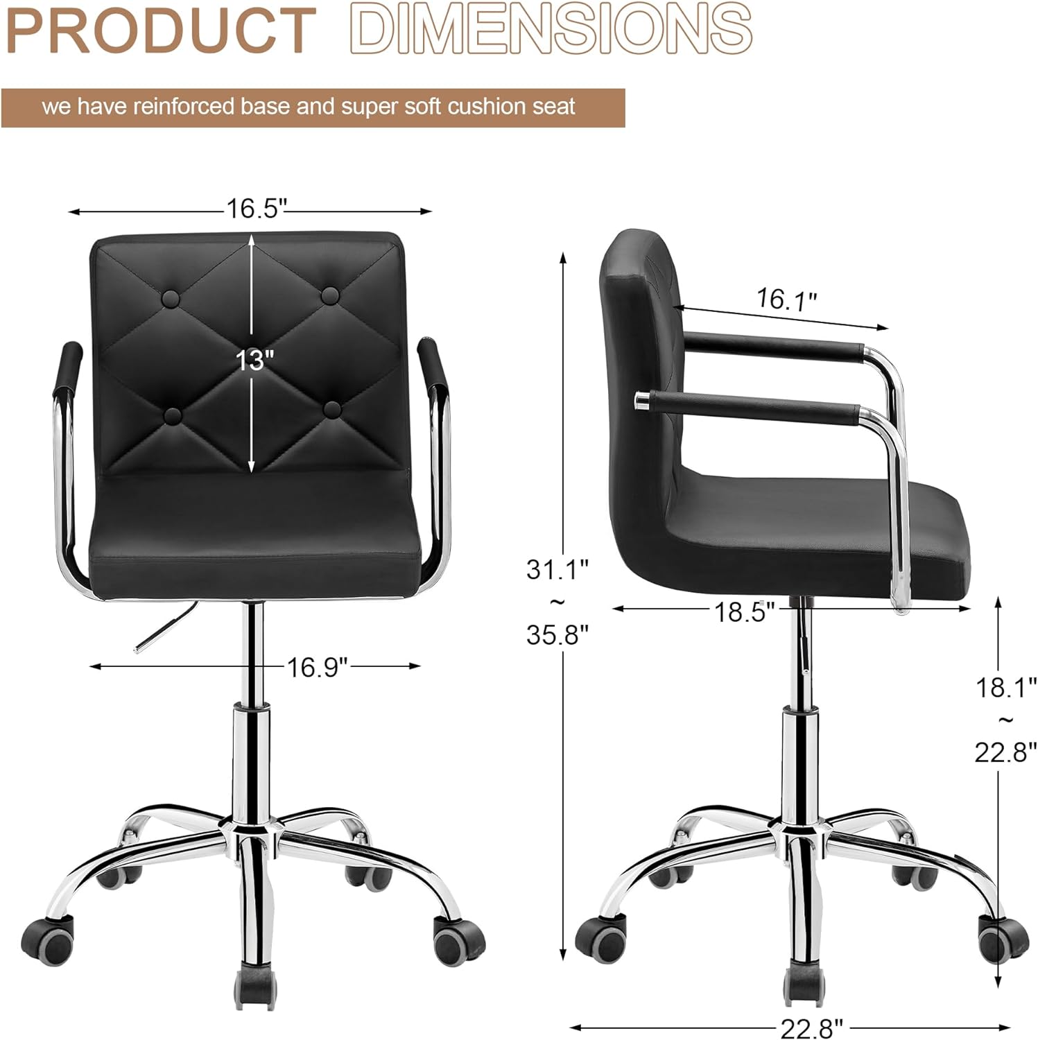 VECELO Mid-Back Home Office Desk Chair - VECELO