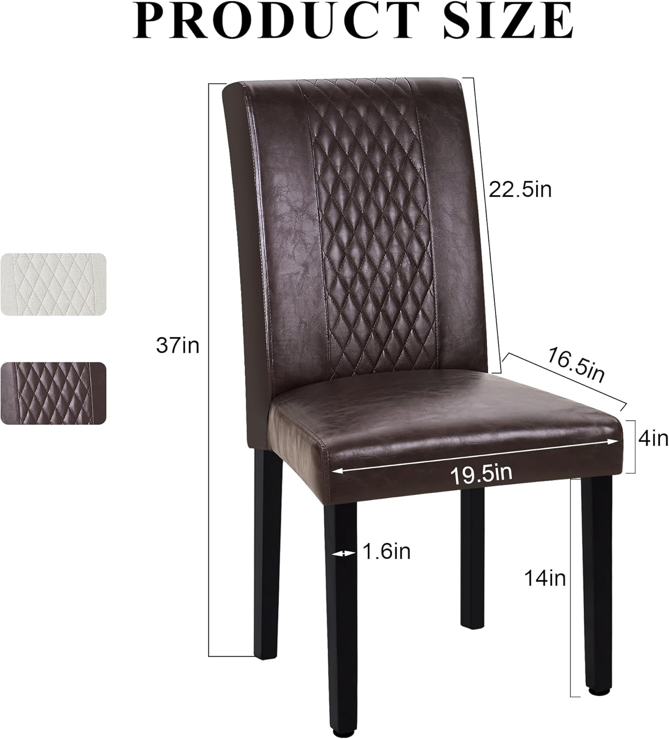 VECELO Dining Chairs Set of 2, Upholstered Fabric Wood Legs High Back for Kitchen Living Room - VECELO