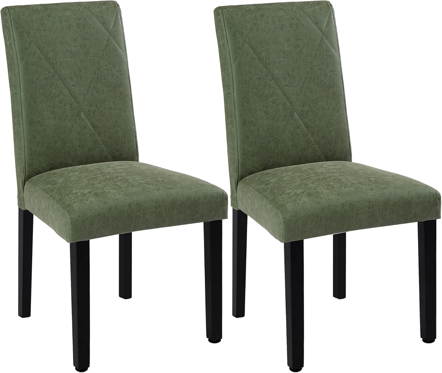 VECELO Upholstered Dining Chairs Set of 2 Modern Fabric and Solid Wood Legs & High Back - VECELO