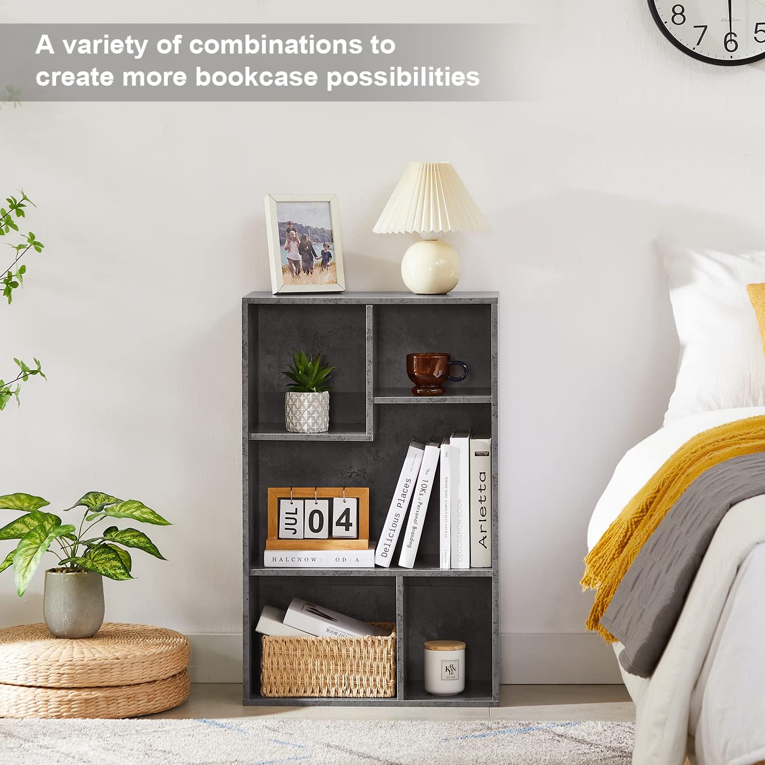 VECELO Modern 3-Tier Small Bookcase, 4 Cube/5 Cube Bookshelf/Storage Organizer - VECELO