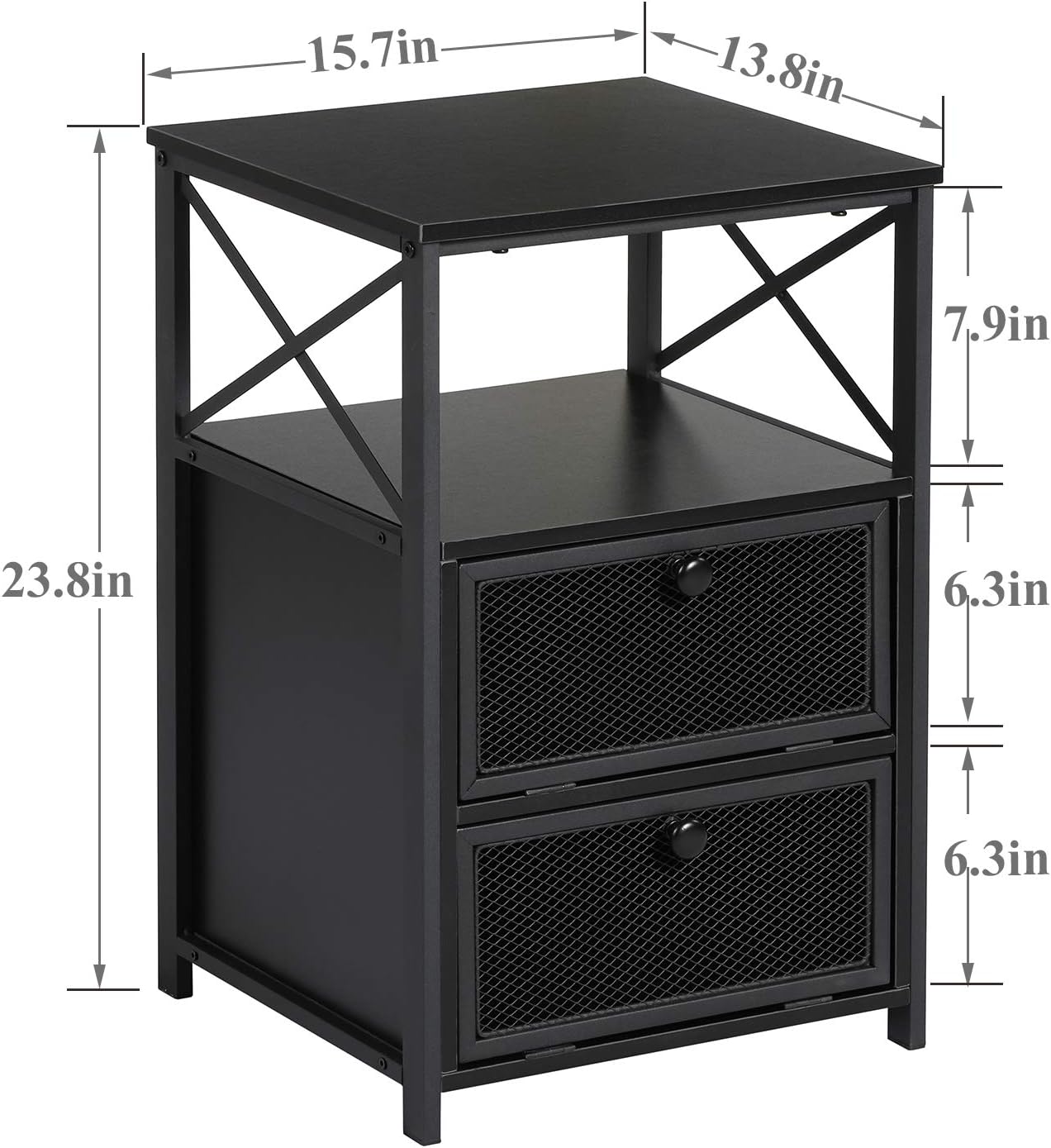 VECELO Nightstand, End Table with flip Drawer, 1 Pack/2 Packs - VECELO