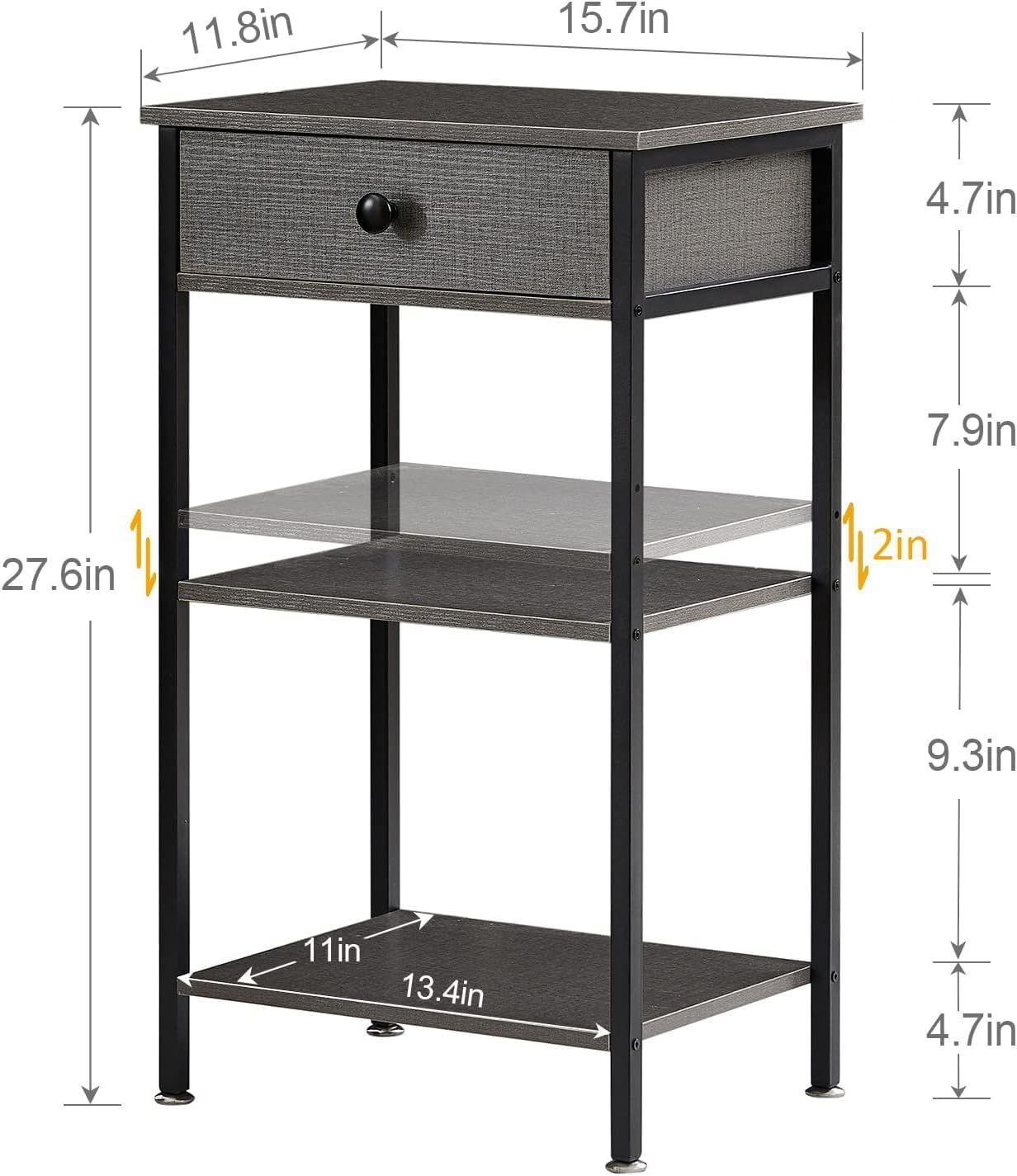 VECELO 27.5" Tall End Tables, Nightstands - VECELO