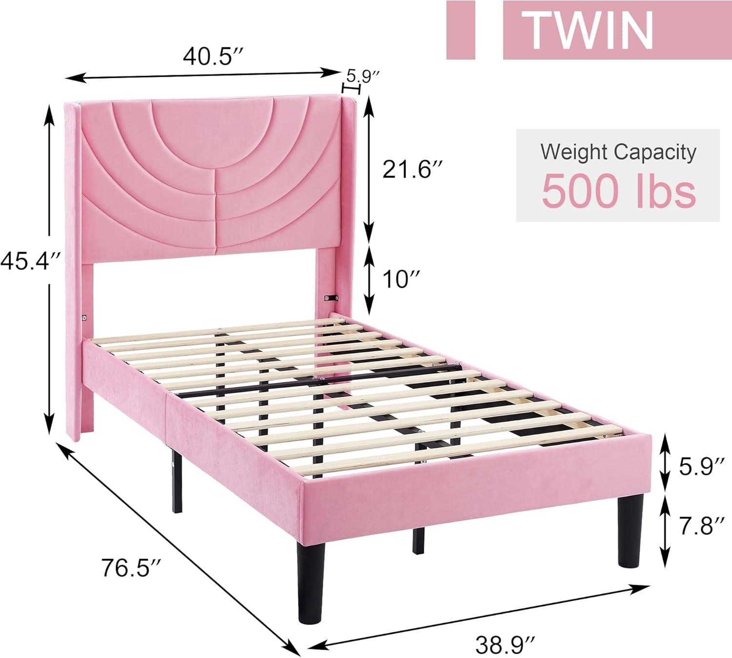 VECELO Upholstered Platform Bed Frame with Adjustable Fabric Headboard - VECELO