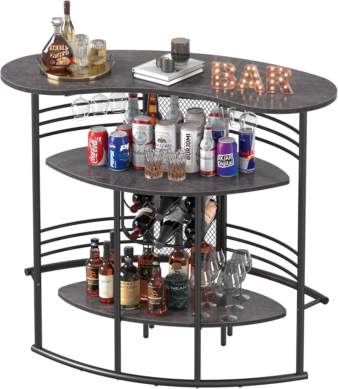 VECELO Vintage Liquor Cabinet Wine Rack Bar Unit - VECELO