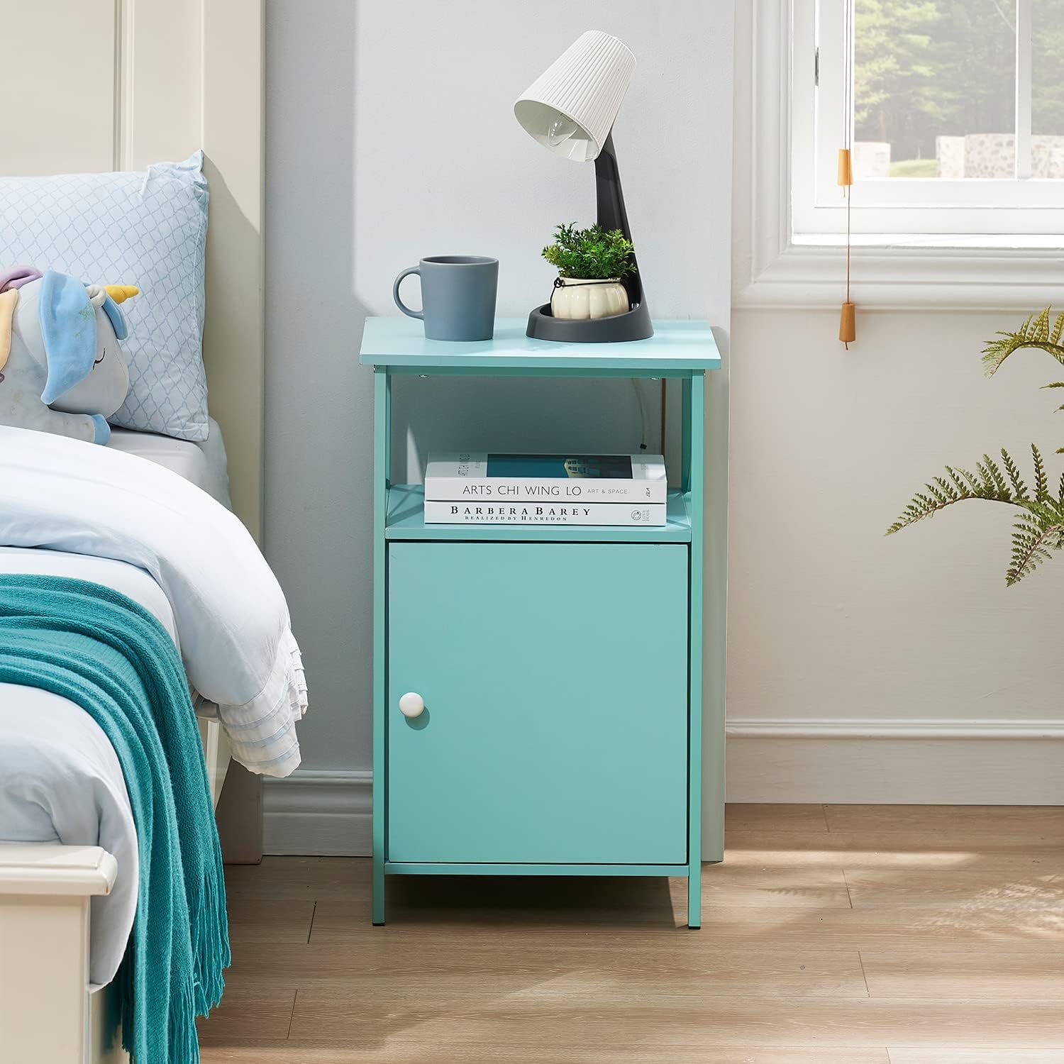 VECELO Tall Side Storage, Large Capacity Bedside Nightstand - VECELO