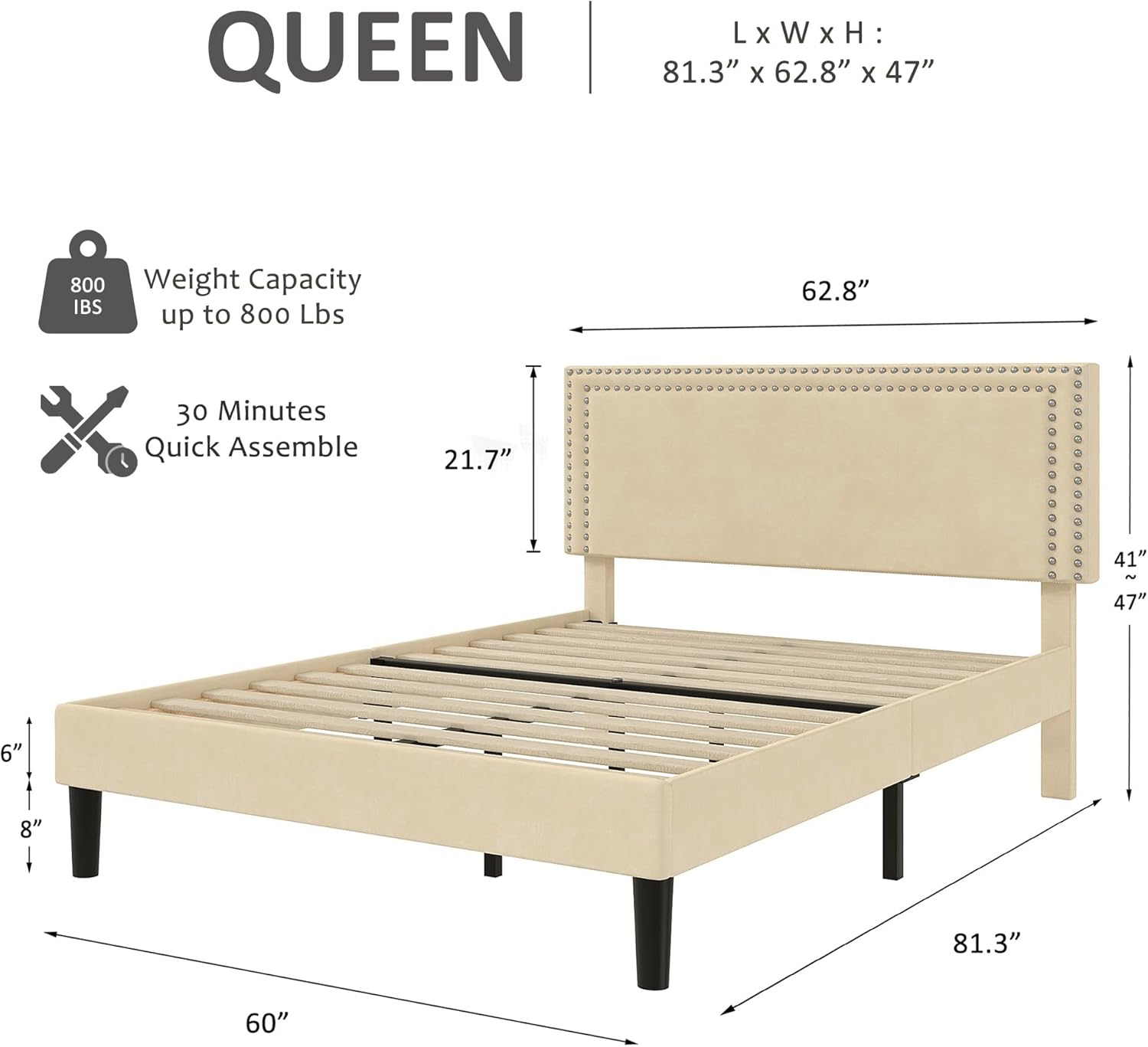 VECELO Modern Platform Bed Frame/Mattress Foundation - VECELO