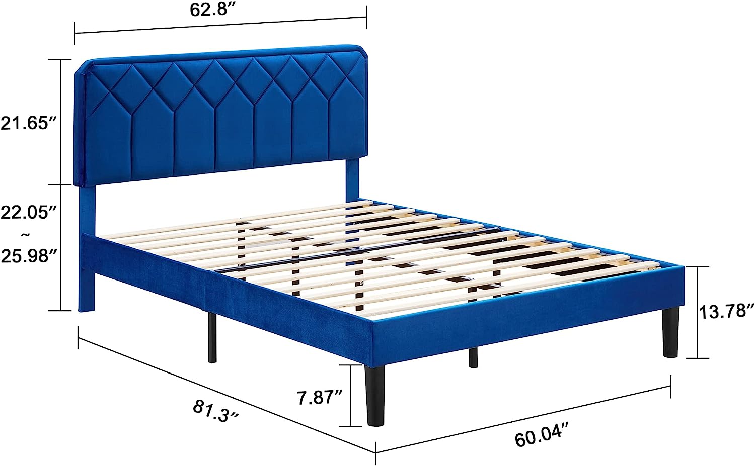 VECELO Premium Leather Upholstered Platform Bed Frame - VECELO
