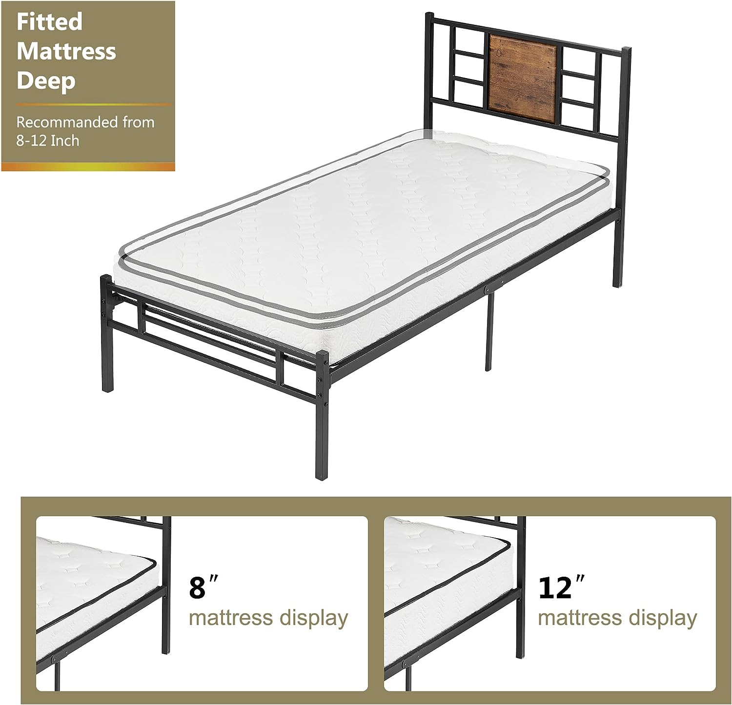 VECELO Platform Bed Frame Mattress Foundation with Headboard and Footboard - VECELO