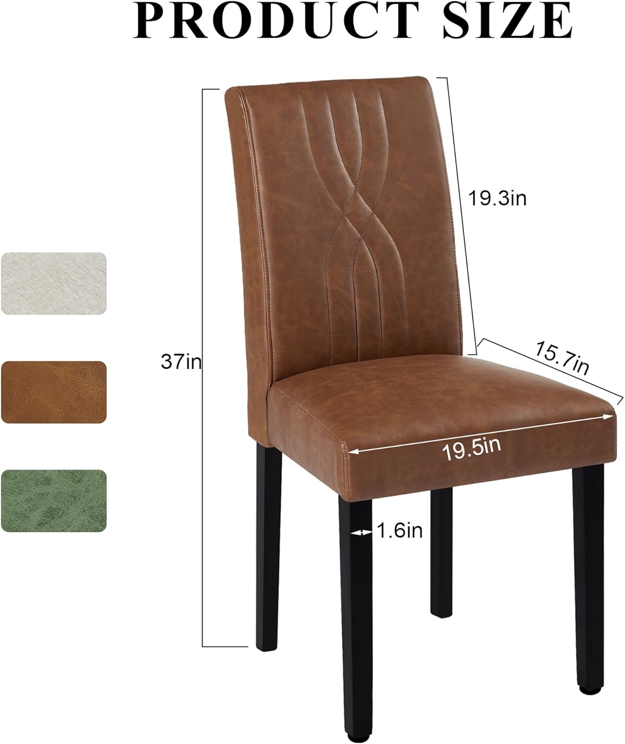 VECELO Upholstered Dining Chairs Set of 2 Modern Fabric and Solid Wood Legs & High Back - VECELO