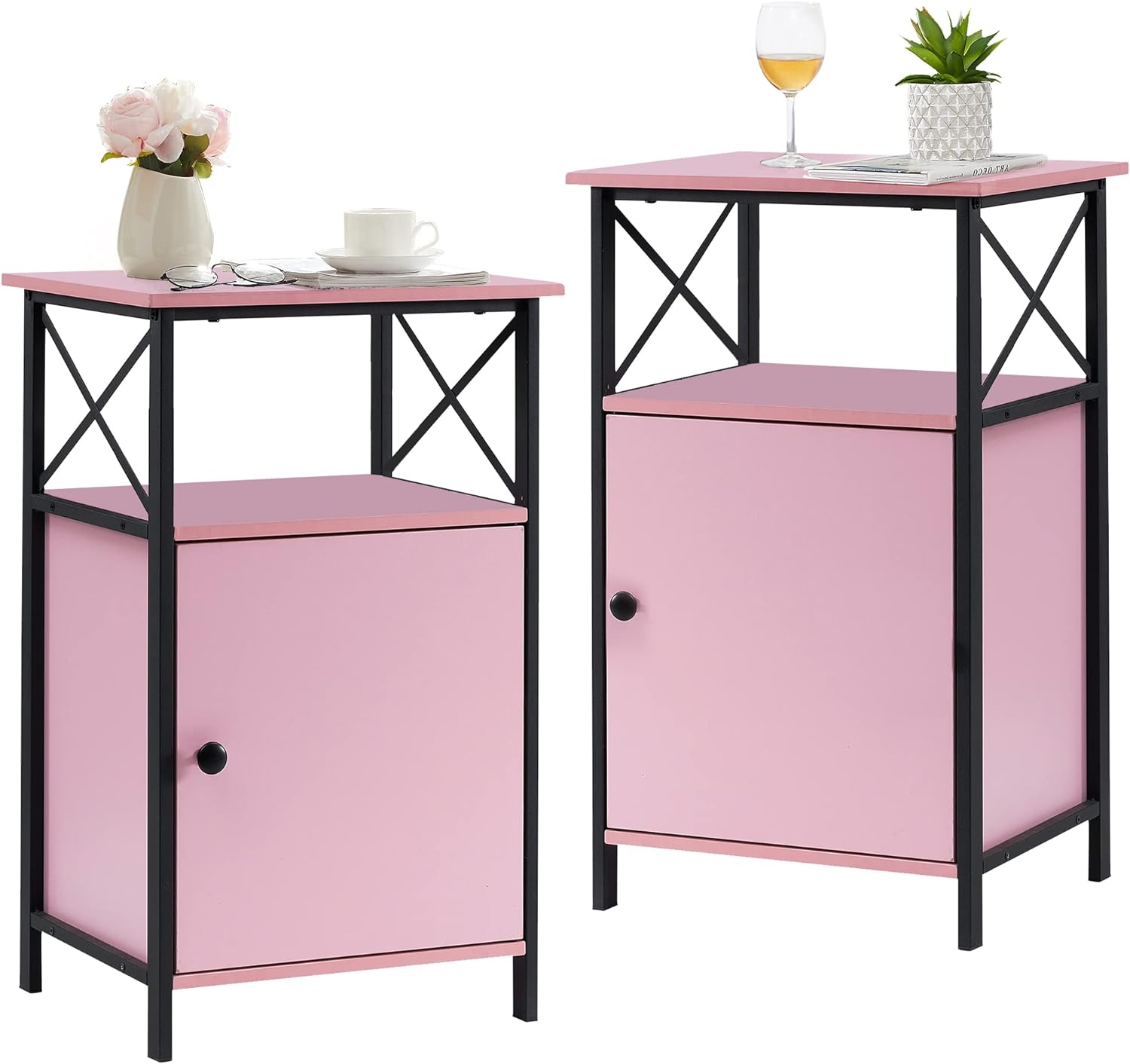VECELO Tall Side Storage, Large Capacity Bedside Nightstand - VECELO