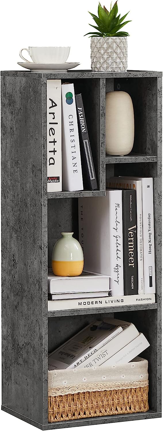 VECELO Modern 3-Tier Small Bookcase, 4 Cube/5 Cube Bookshelf/Storage Organizer - VECELO