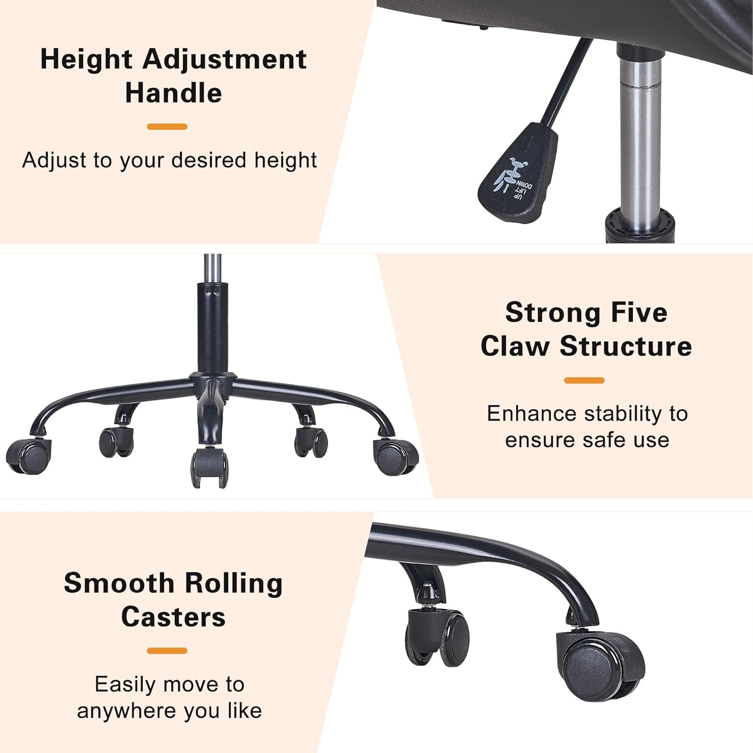 VECELO Mid-Back Chair for Desk with Armrests - VECELO