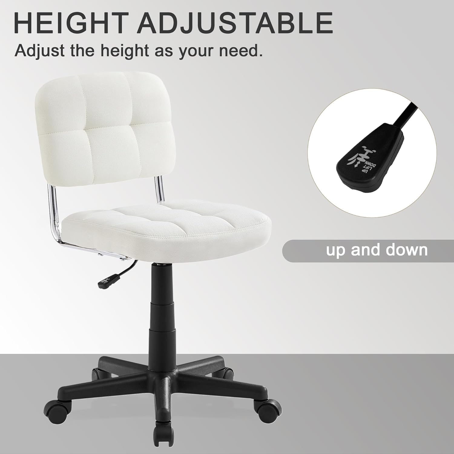 VECELO Modern Armless Home Office Desk Chair for Make Up/Bed Room/Small Space - VECELO