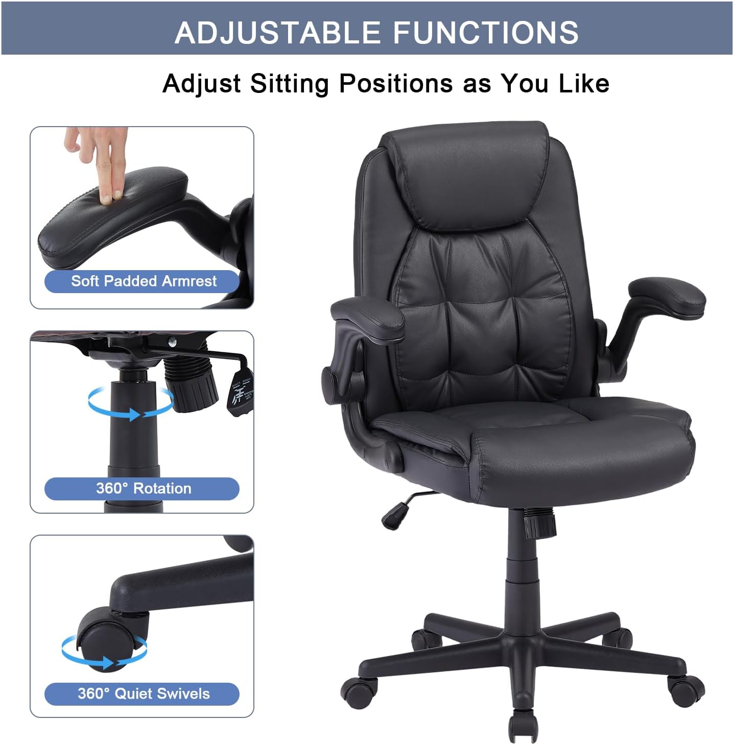 VECELO Executive High-Back PU Leather Computer Desk Chairs - VECELO