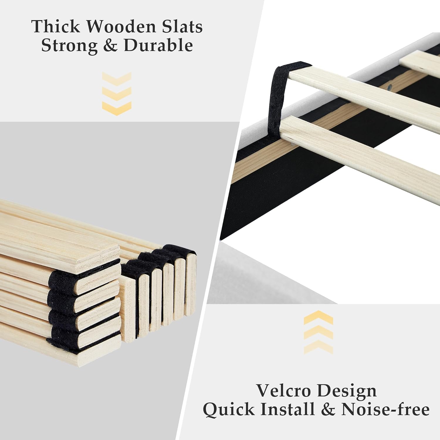 VECELO Upholstered Platform Bed Frame with Height Adjustable Headboard - VECELO