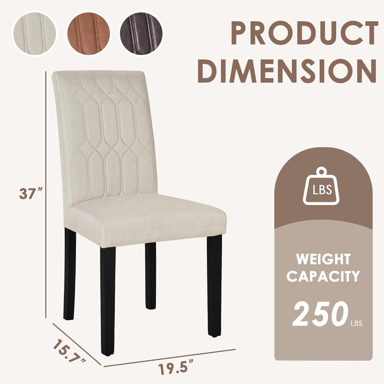 VECELO Upholstered Dining Chairs Set of 2 - VECELO