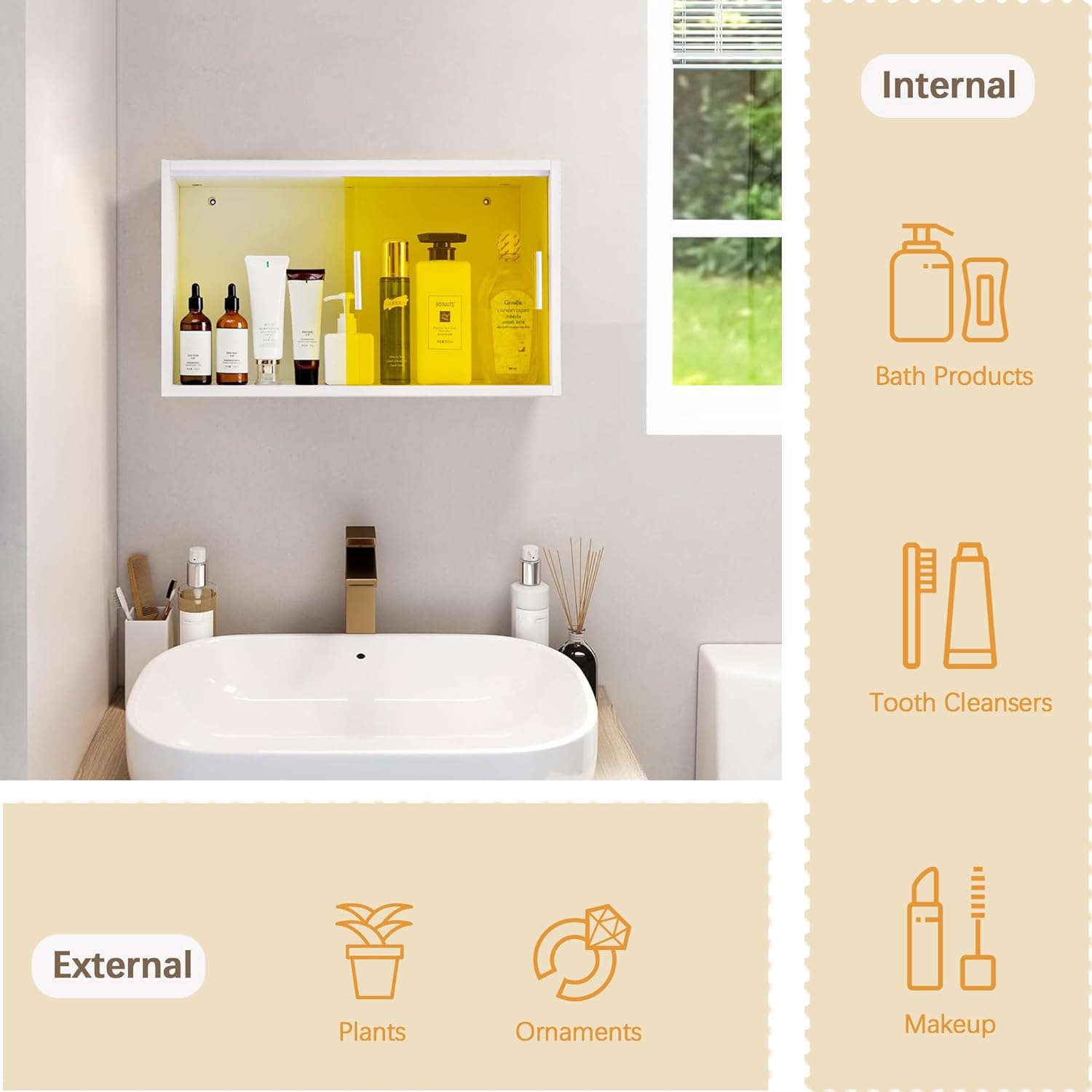 VECELO Medicine Cabinet Bathroom Wall Mount Storage