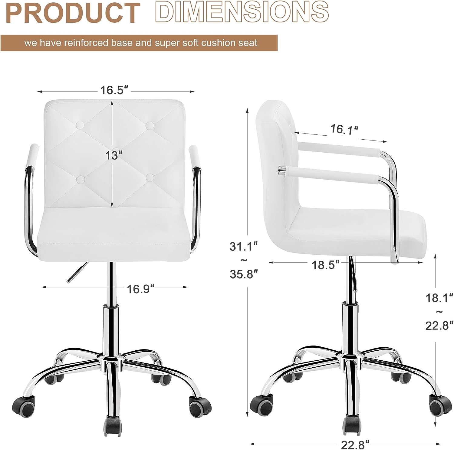VECELO Mid-Back Home Office Desk Chair - VECELO