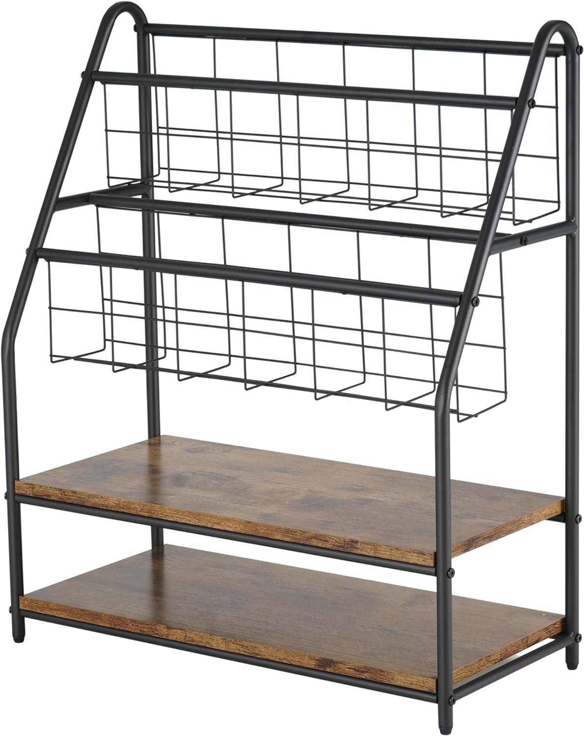 VECELO Newspaper Magazine Holders,2-Tier Metal Racks Brochure Display Stand - VECELO