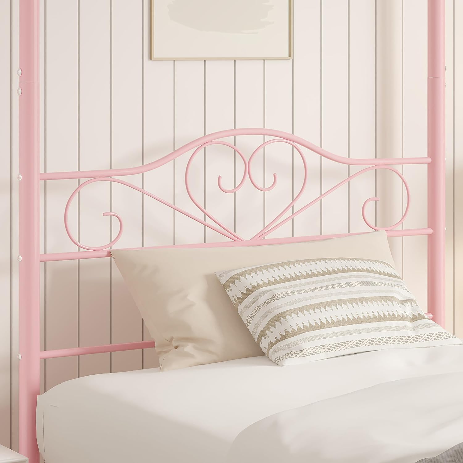 VECELO Twin Canopy Bed Frame with Headboard and Footboard - VECELO