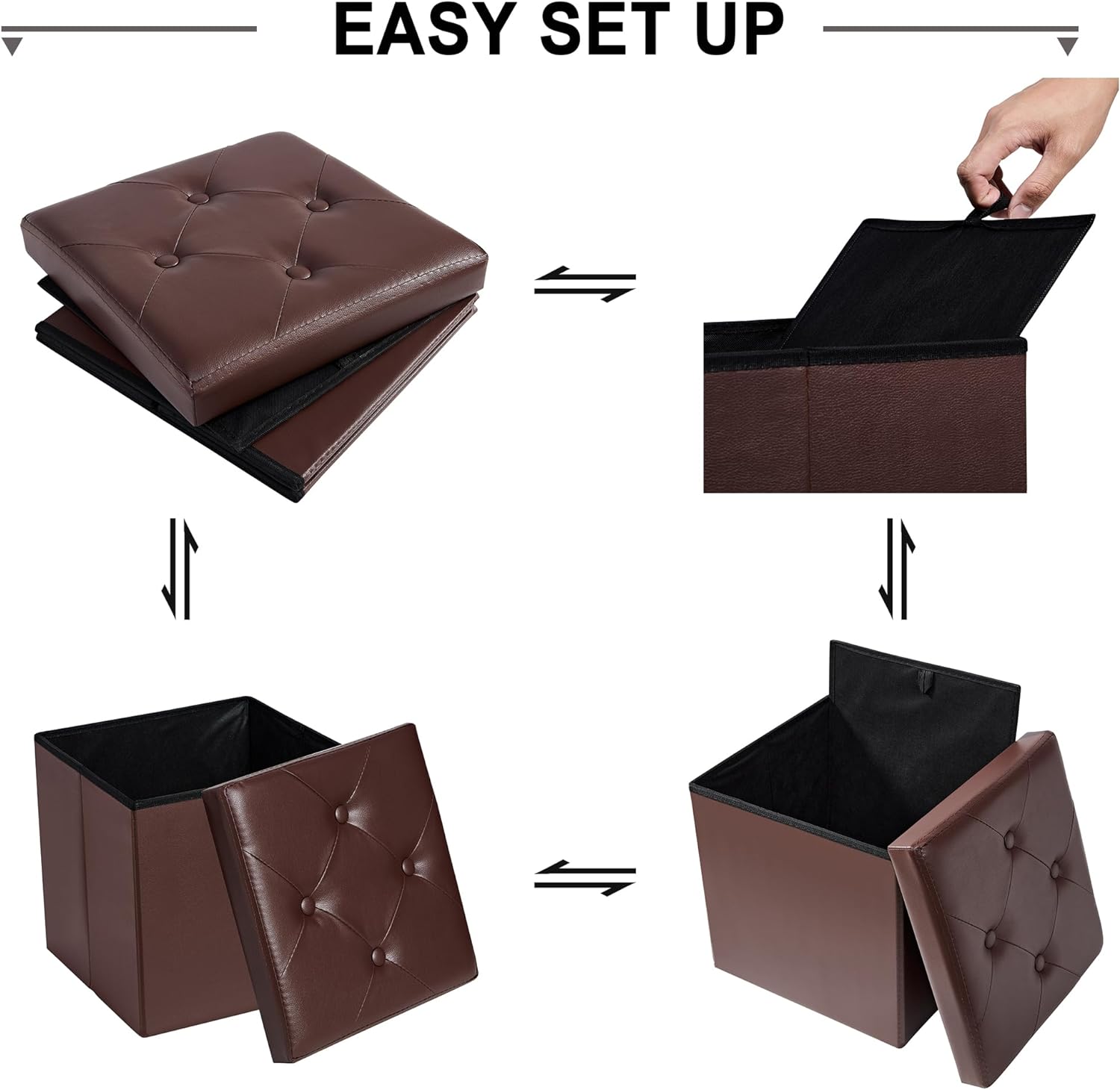 VECELO Storage Ottoman Bench End of Bed 43'' Footstool Footrest Stool Shoestool - VECELO